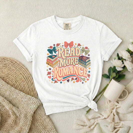 Read More Romance T-Shirt — Cute Retro Book Lover Tee