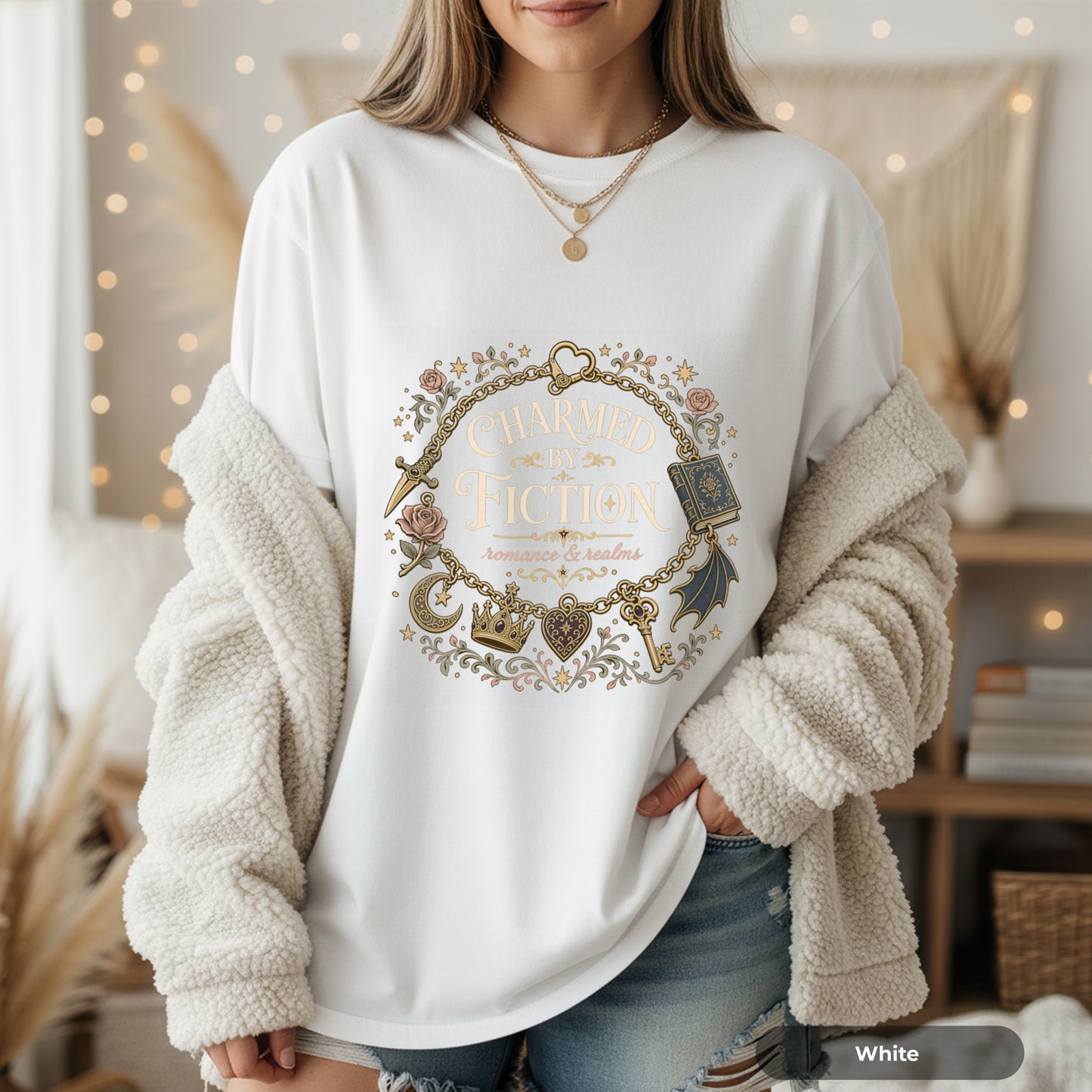 Charmed by Fiction T-Shirt — Literary Book Lover Graphic Tee