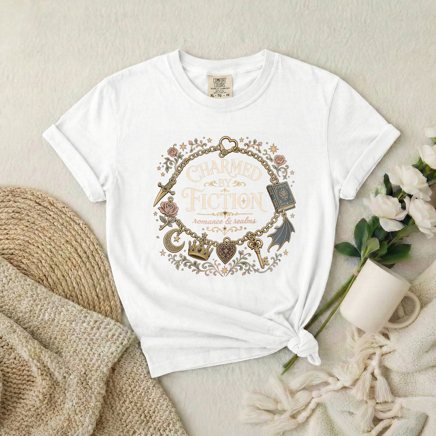 Charmed by Fiction T-Shirt — Literary Book Lover Graphic Tee