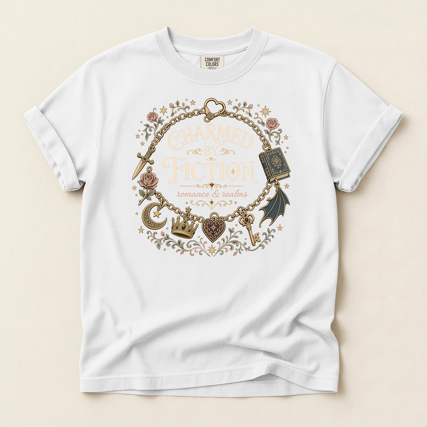 Charmed by Fiction T-Shirt — Literary Book Lover Graphic Tee