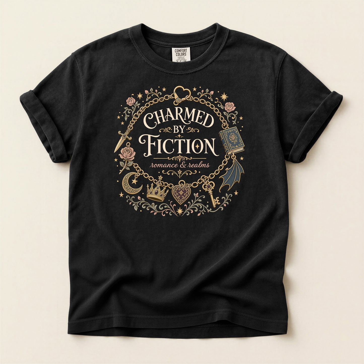 Charmed by Fiction T-Shirt — Literary Book Lover Graphic Tee