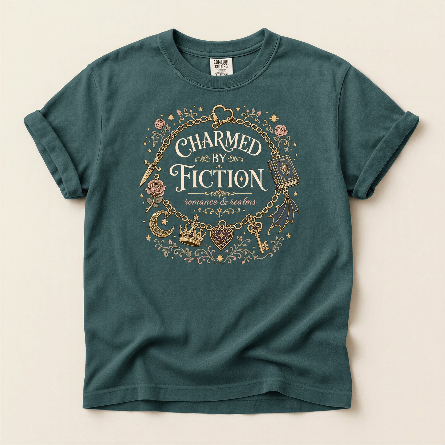 Charmed by Fiction T-Shirt — Literary Book Lover Graphic Tee