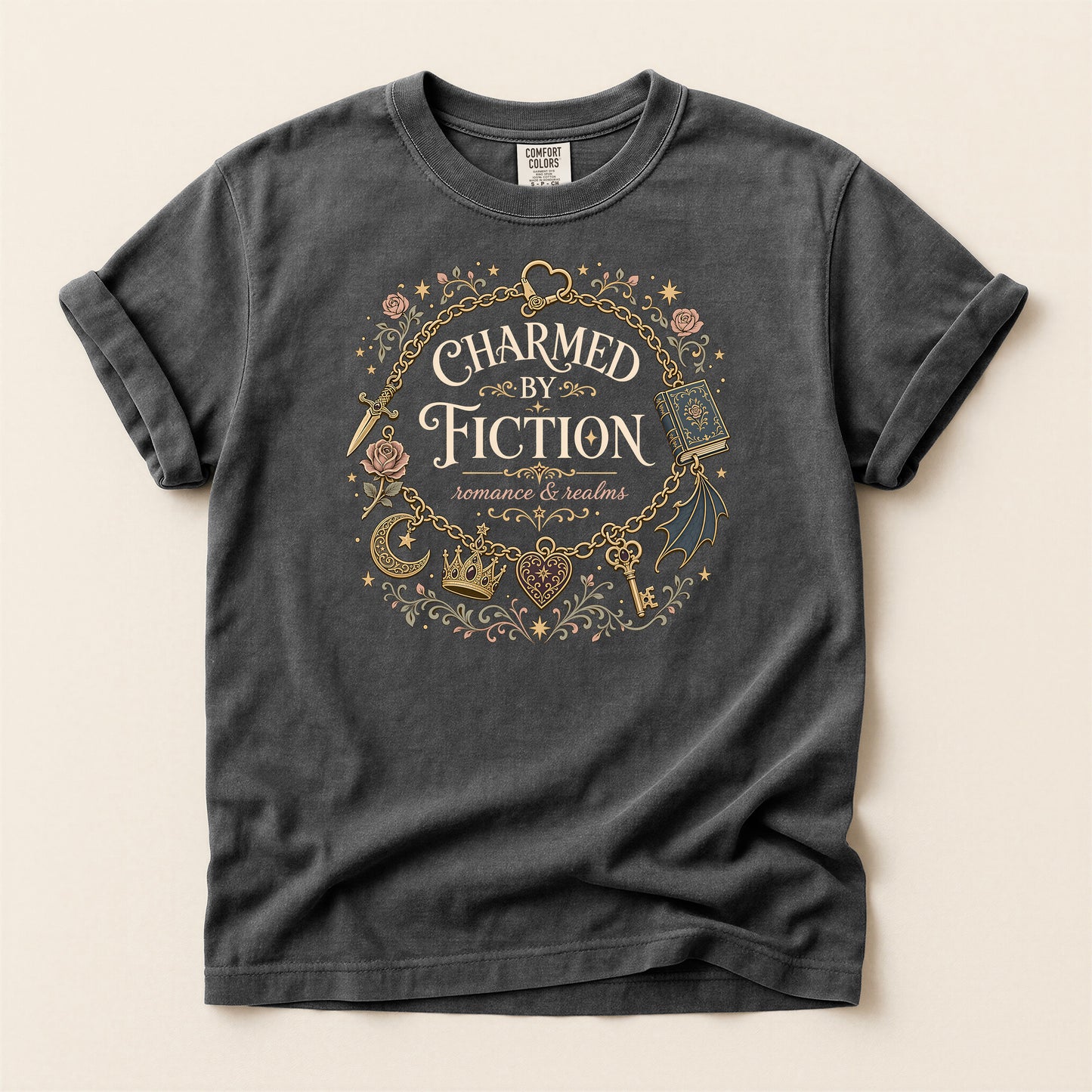 Charmed by Fiction T-Shirt — Literary Book Lover Graphic Tee