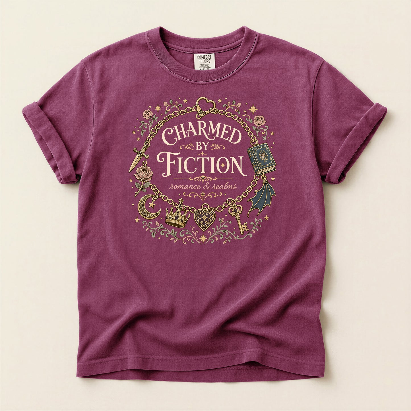 Charmed by Fiction T-Shirt — Literary Book Lover Graphic Tee