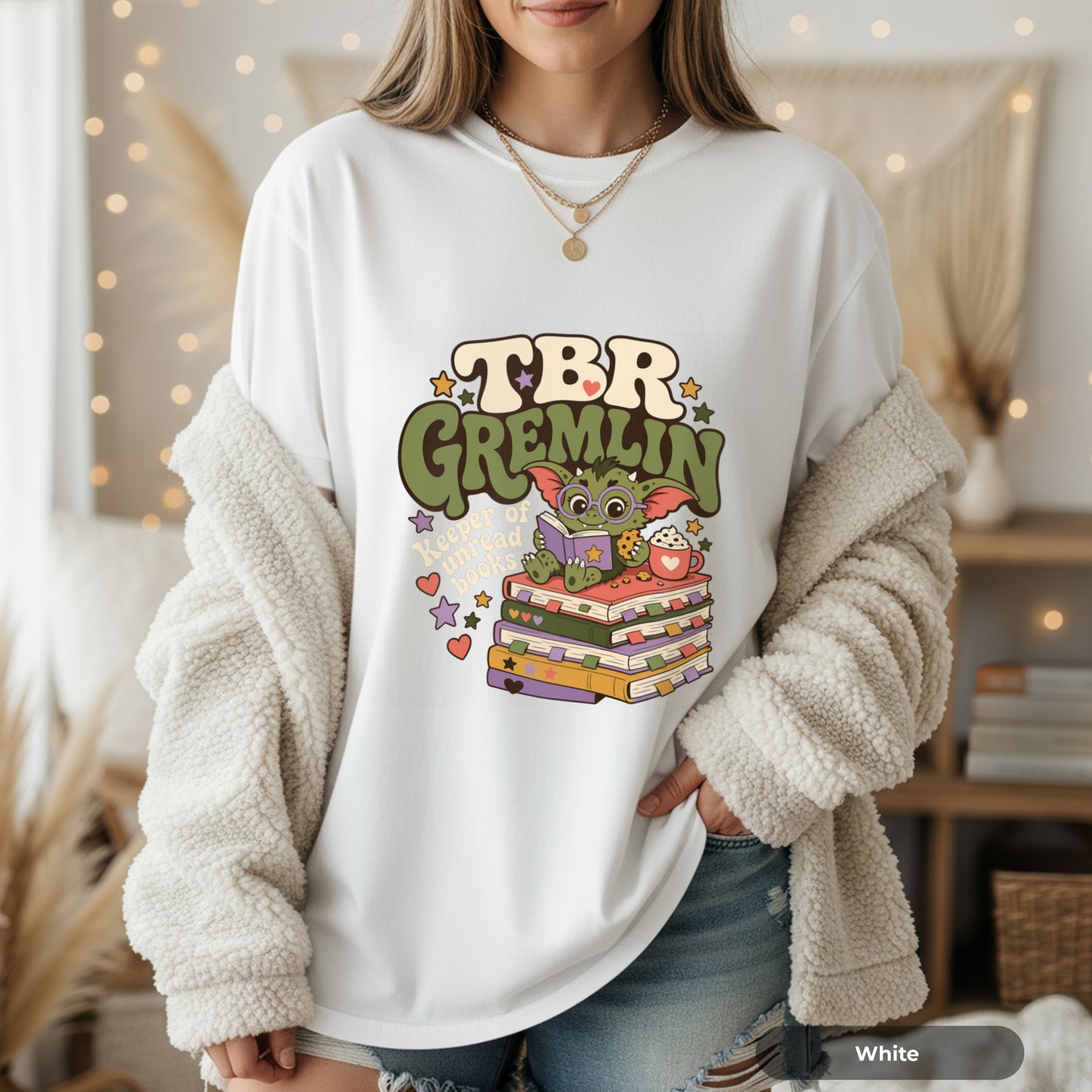 T-Shirt — 'TBR Gremlin' Cute Booklover Reading Tee