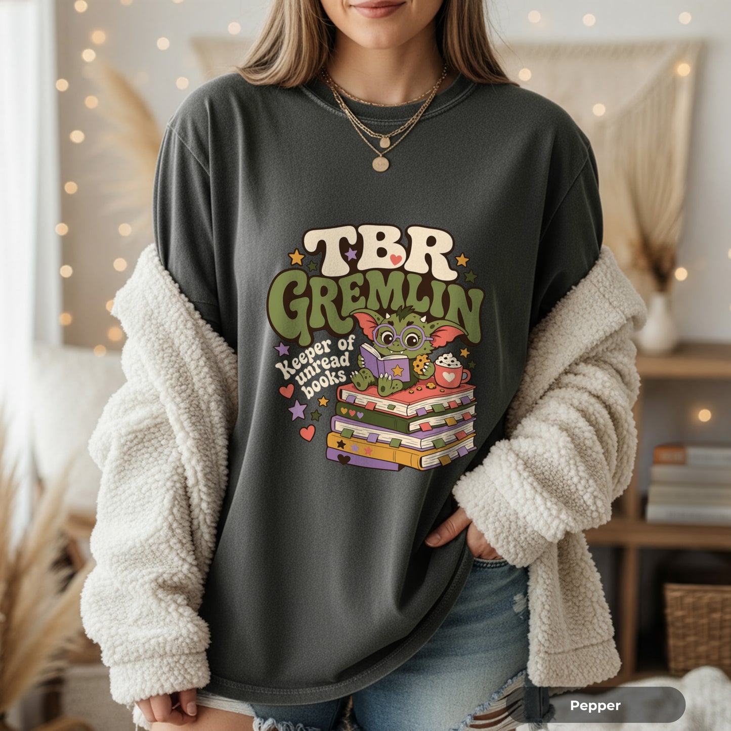 T-Shirt — 'TBR Gremlin' Cute Booklover Reading Tee