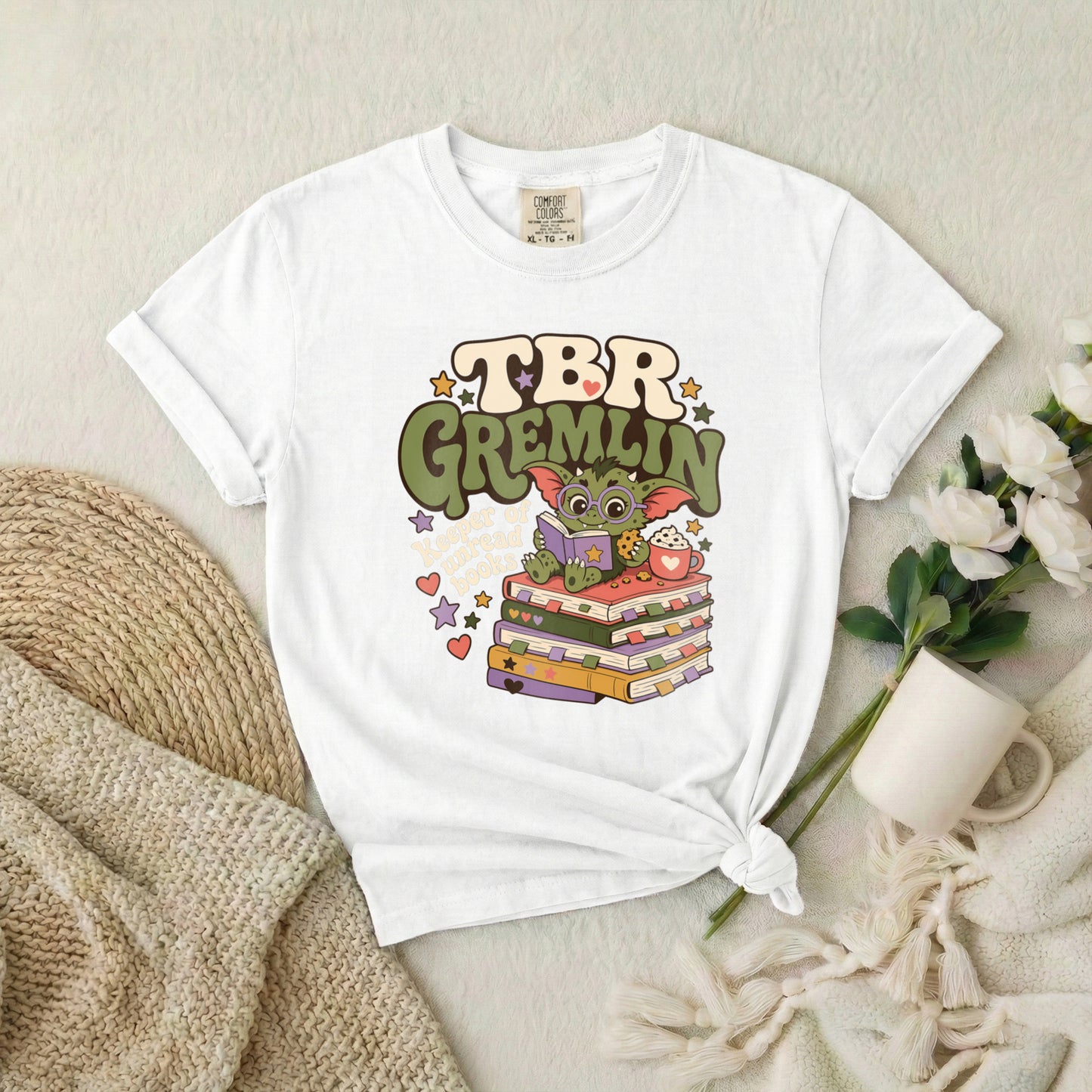 T-Shirt — 'TBR Gremlin' Cute Booklover Reading Tee