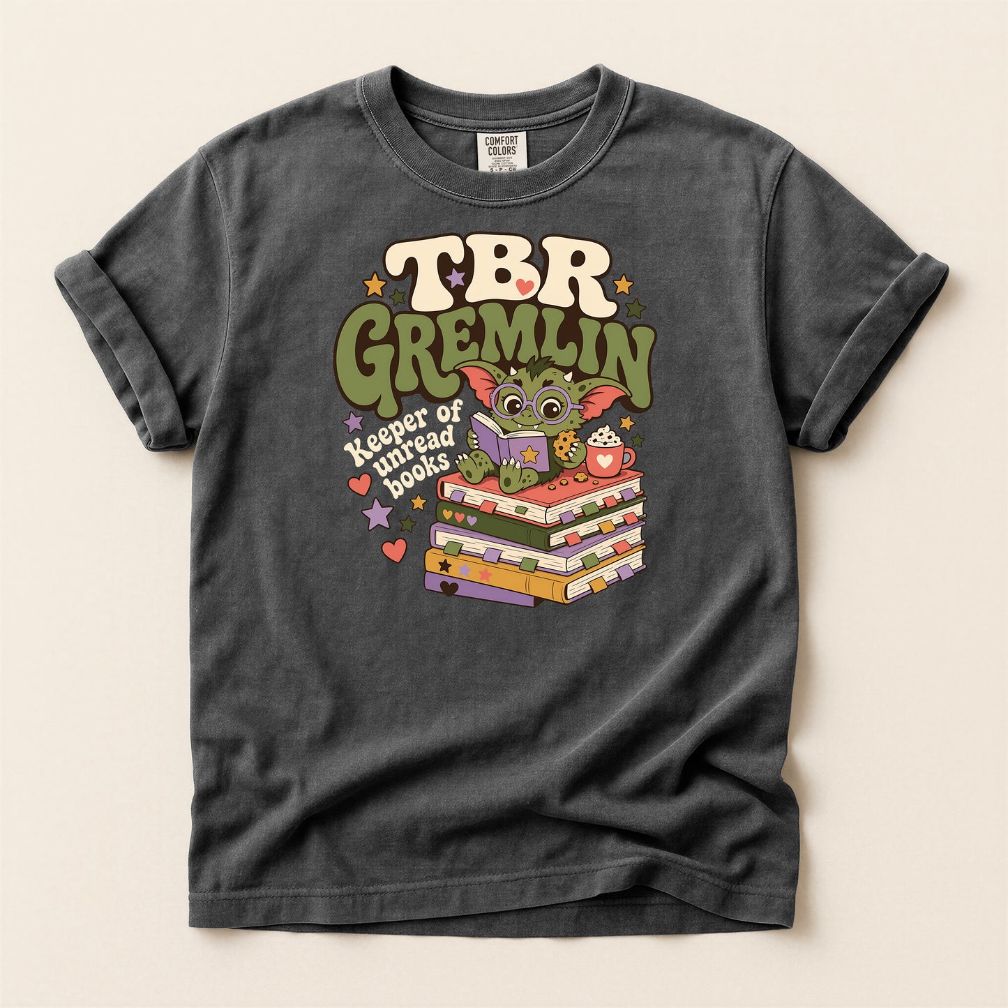 T-Shirt — 'TBR Gremlin' Cute Booklover Reading Tee