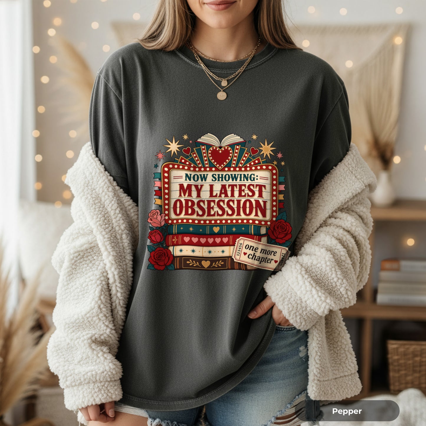 T‑Shirt — "Now Showing: My Latest Obsession" Booklover Tee