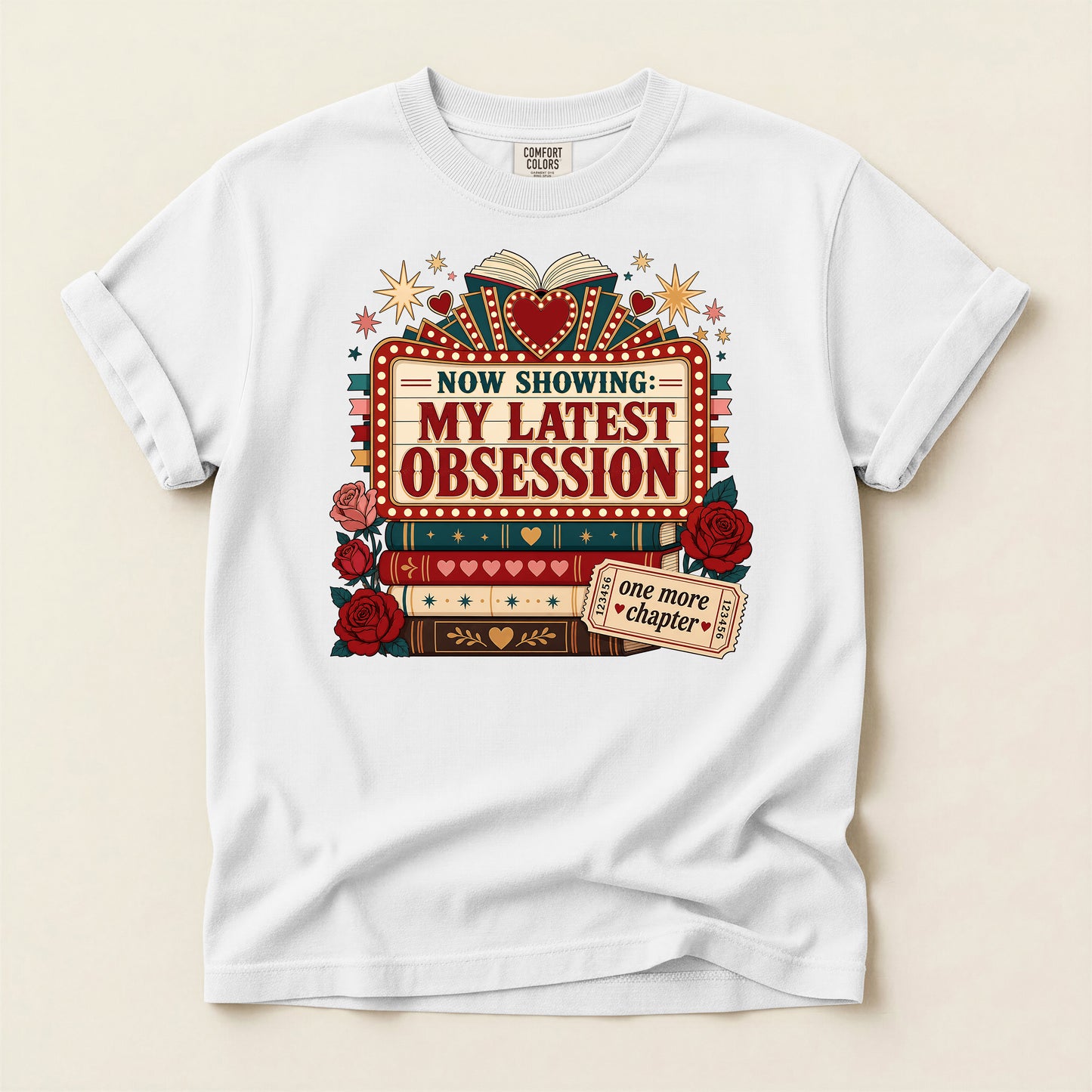 T‑Shirt — "Now Showing: My Latest Obsession" Booklover Tee