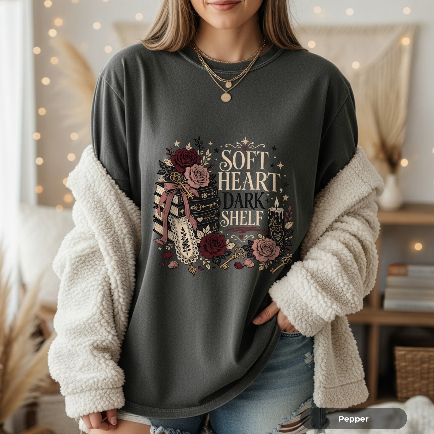 Soft Heart Dark Shell T-shirt — Vintage Floral Warrior Graphic Tee