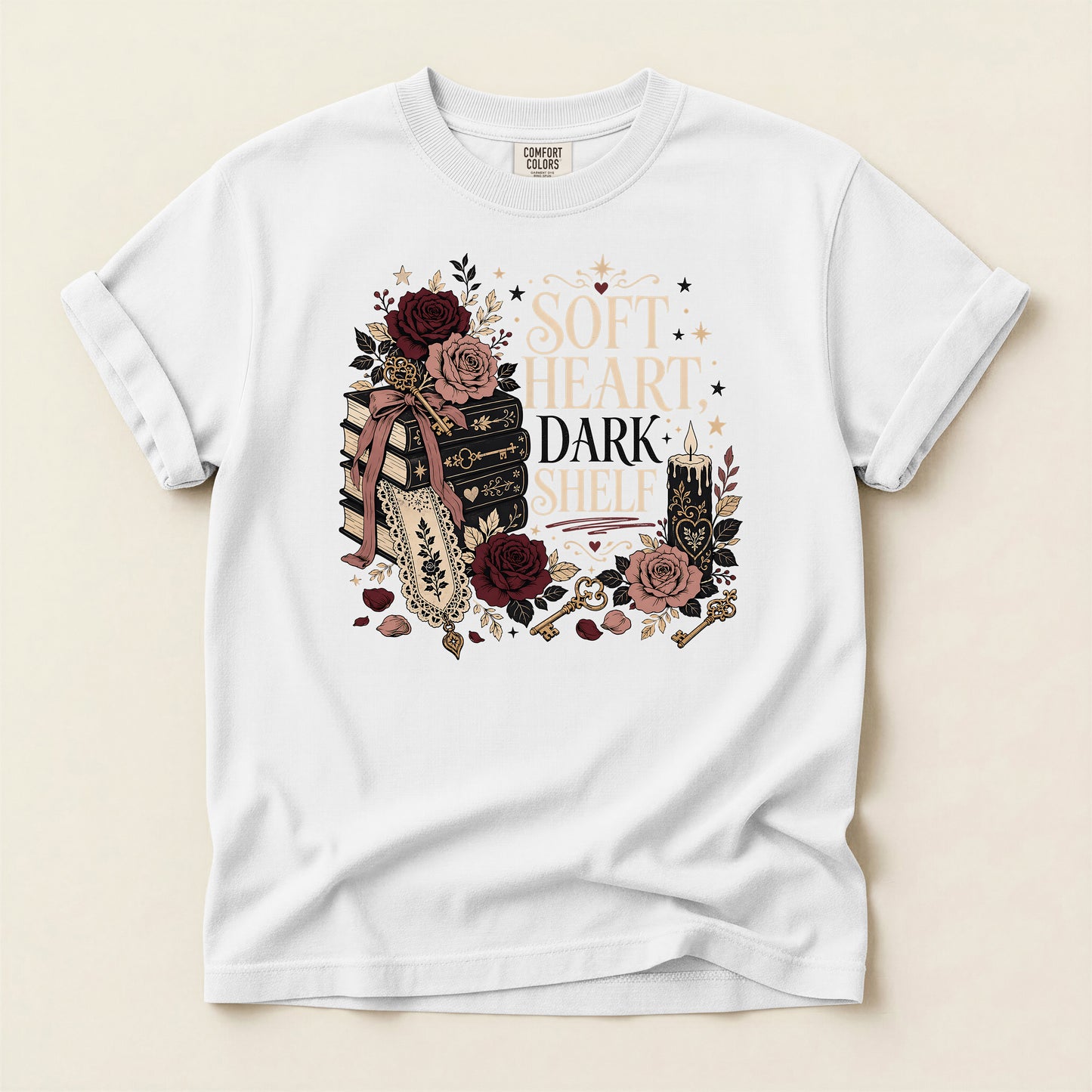 Soft Heart Dark Shell T-shirt — Vintage Floral Warrior Graphic Tee