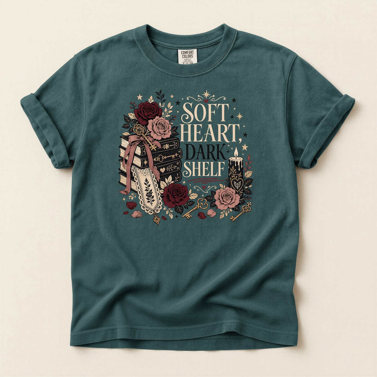 Soft Heart Dark Shell T-shirt — Vintage Floral Warrior Graphic Tee