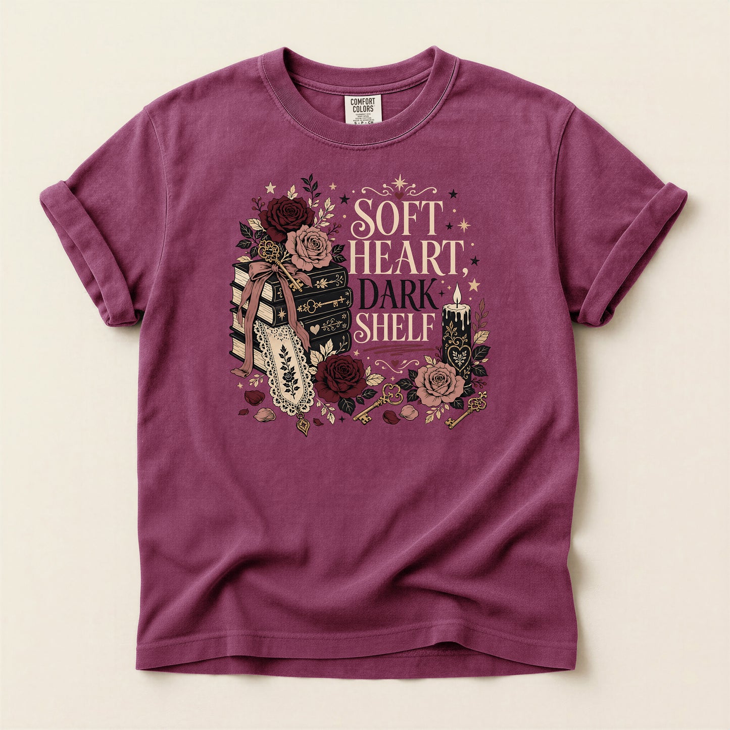 Soft Heart Dark Shell T-shirt — Vintage Floral Warrior Graphic Tee