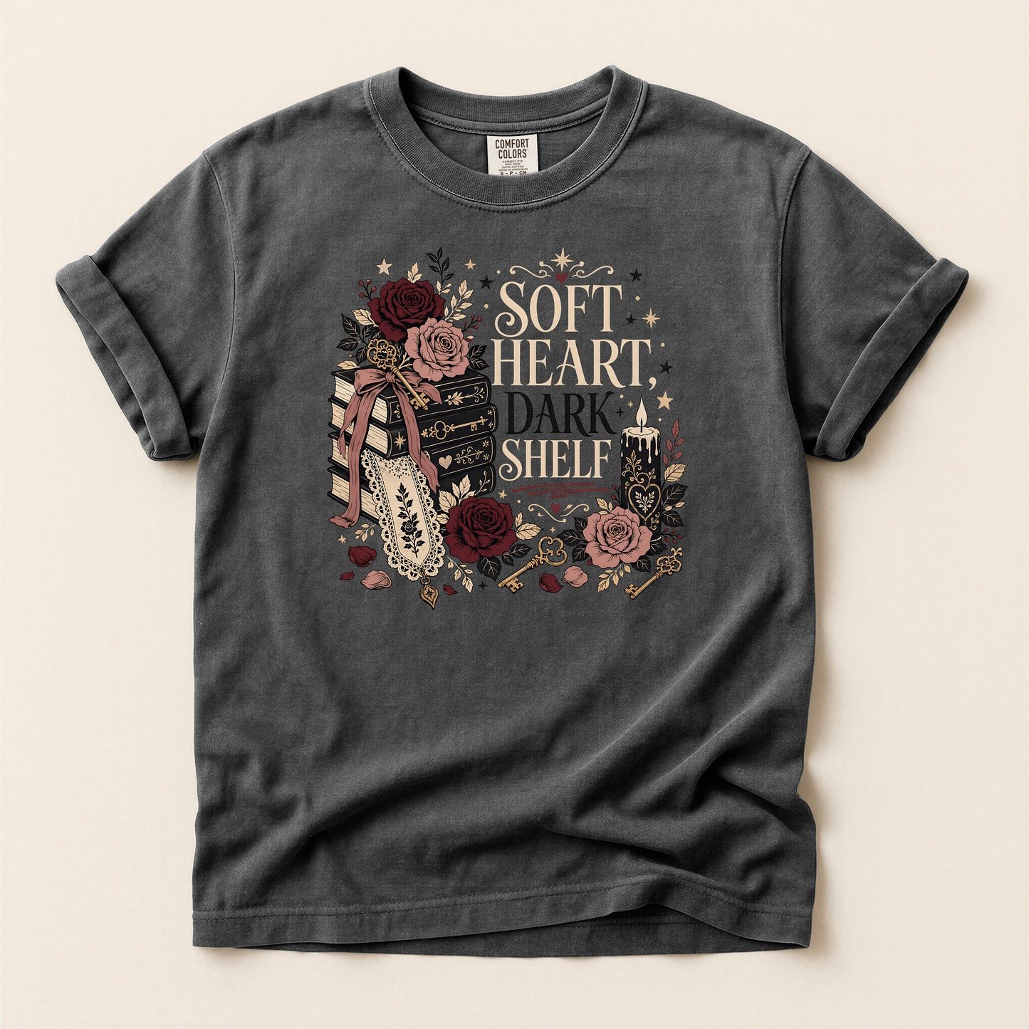 Soft Heart Dark Shell T-shirt — Vintage Floral Warrior Graphic Tee