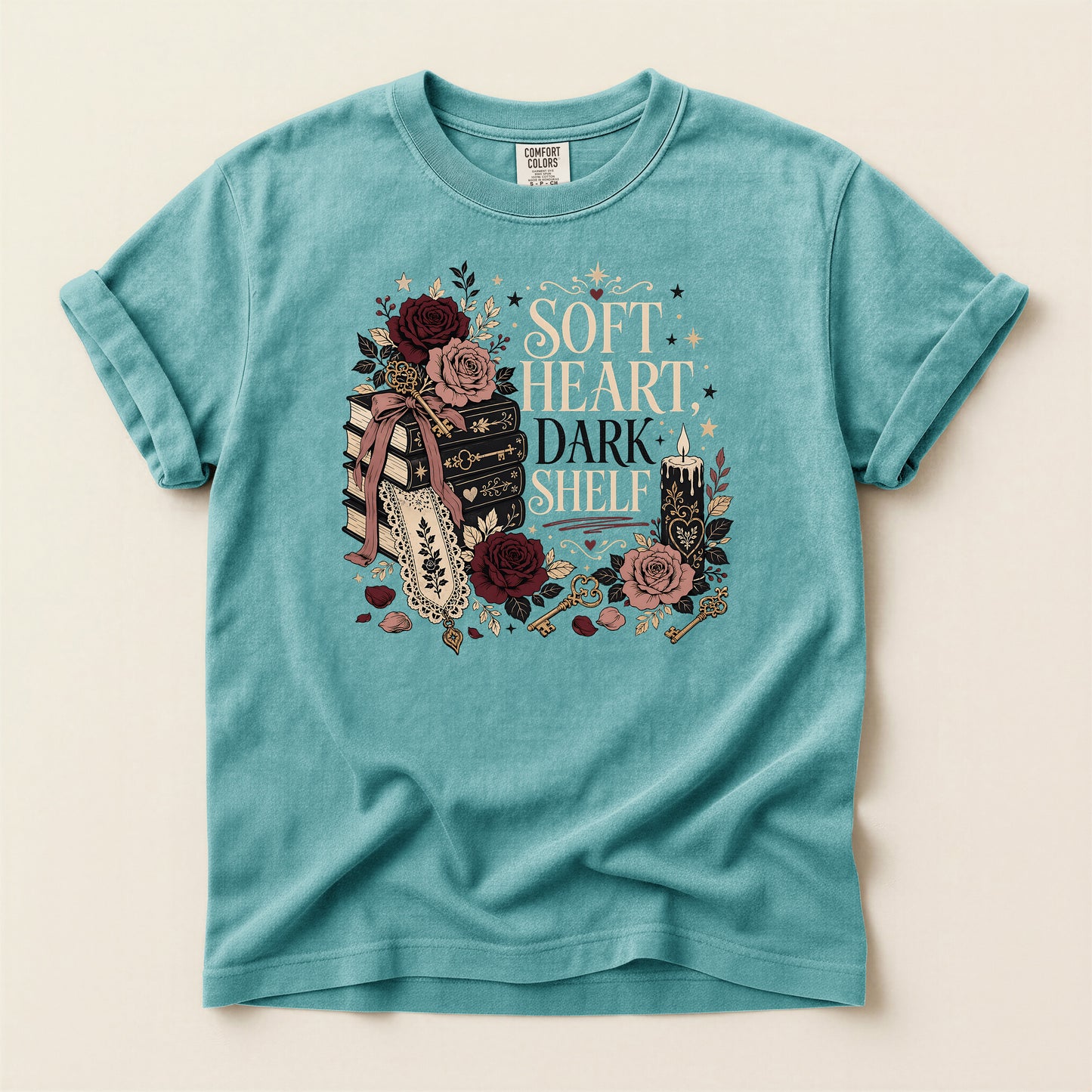 Soft Heart Dark Shell T-shirt — Vintage Floral Warrior Graphic Tee