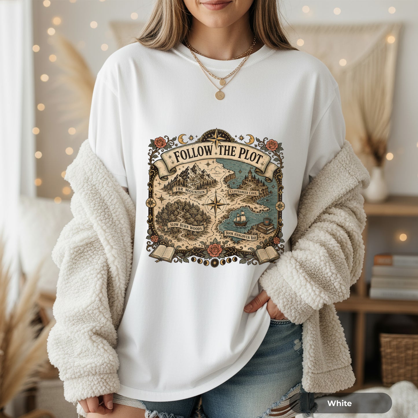 Adventure Map T-Shirt — "Follow the Plot" Fantasy Map Tee for Readers & Gamers
