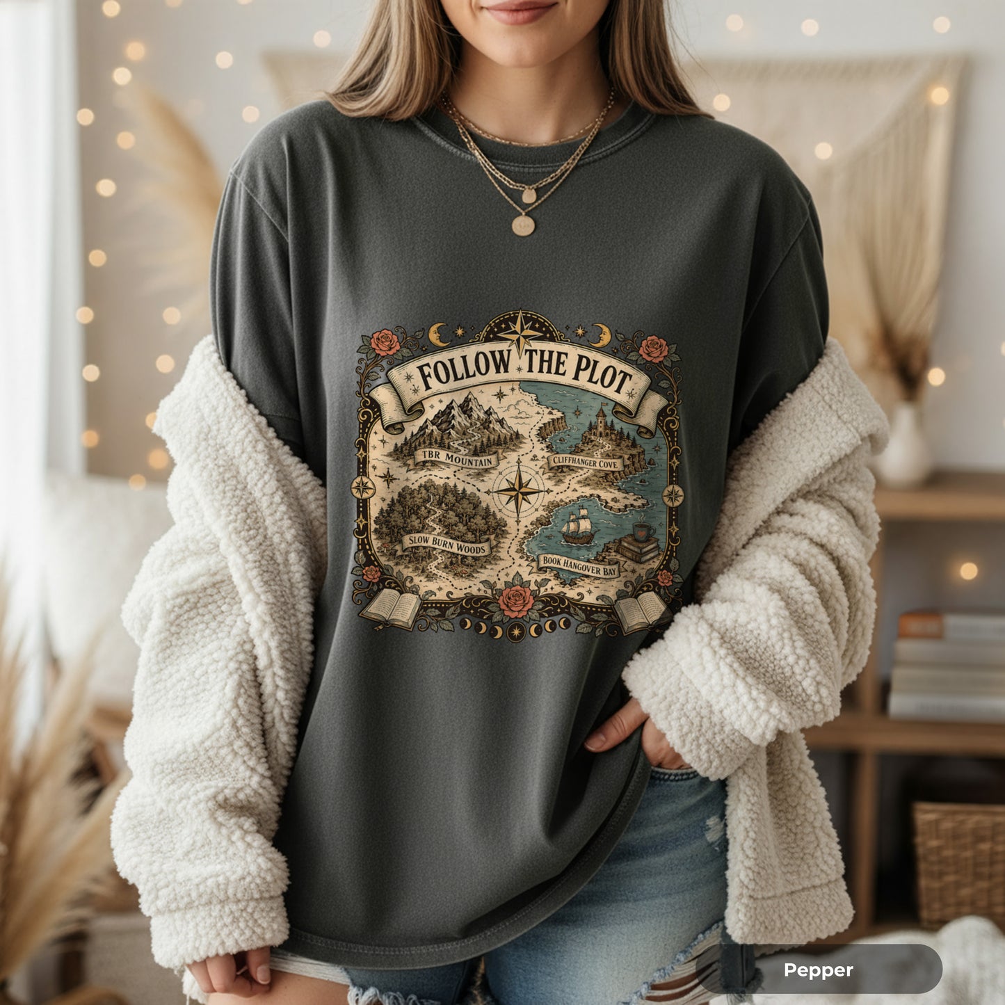 Adventure Map T-Shirt — "Follow the Plot" Fantasy Map Tee for Readers & Gamers
