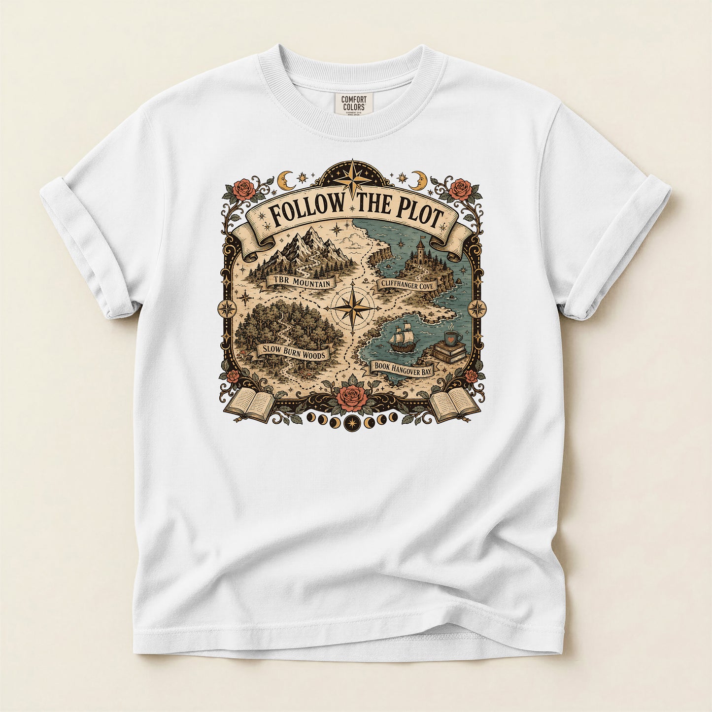 Adventure Map T-Shirt — "Follow the Plot" Fantasy Map Tee for Readers & Gamers
