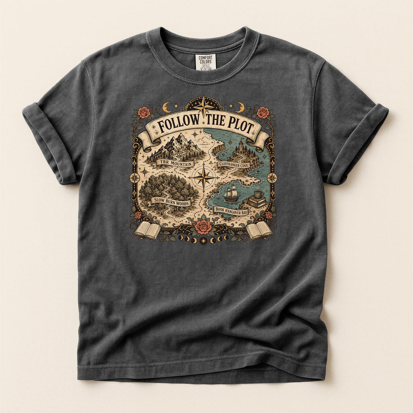 Adventure Map T-Shirt — "Follow the Plot" Fantasy Map Tee for Readers & Gamers