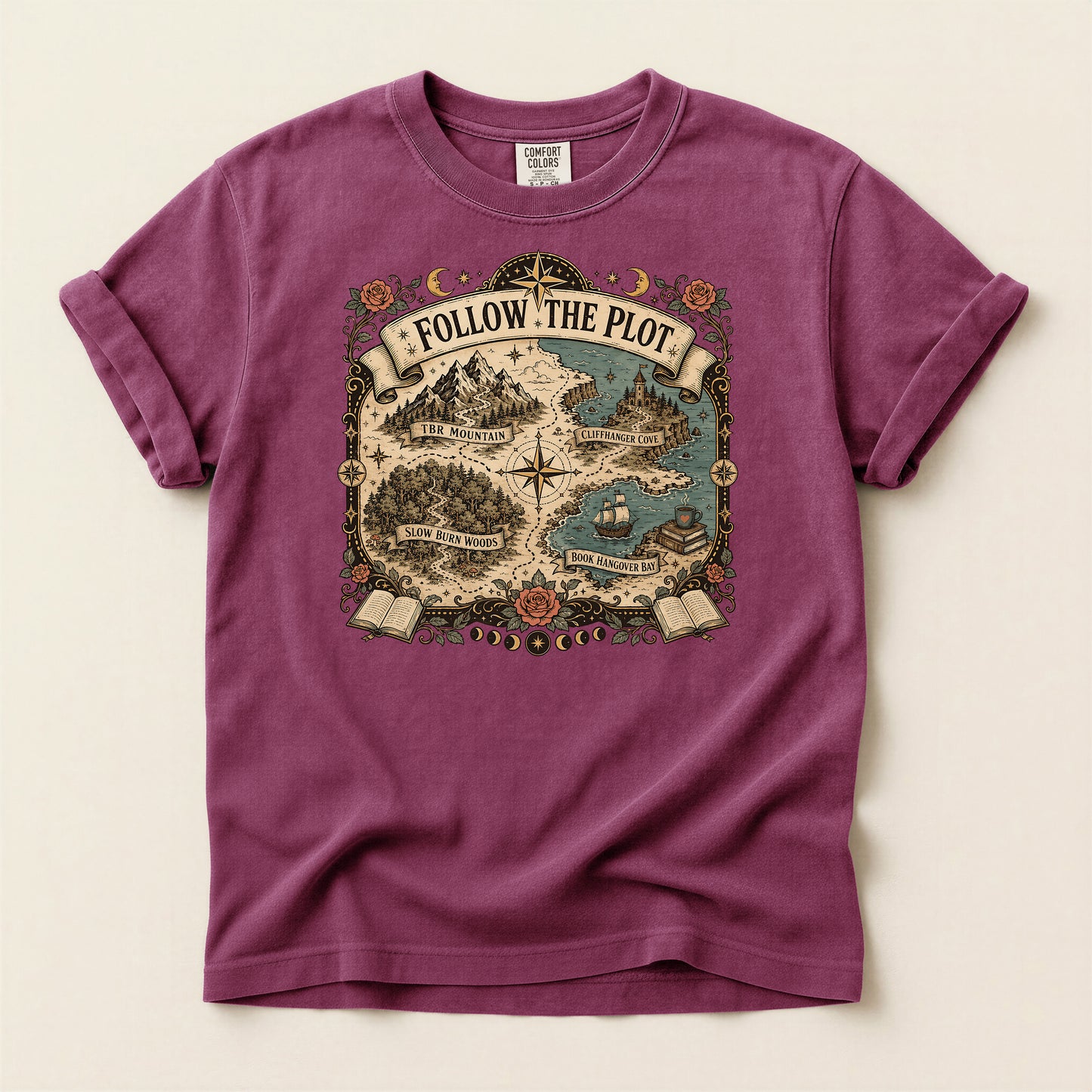 Adventure Map T-Shirt — "Follow the Plot" Fantasy Map Tee for Readers & Gamers