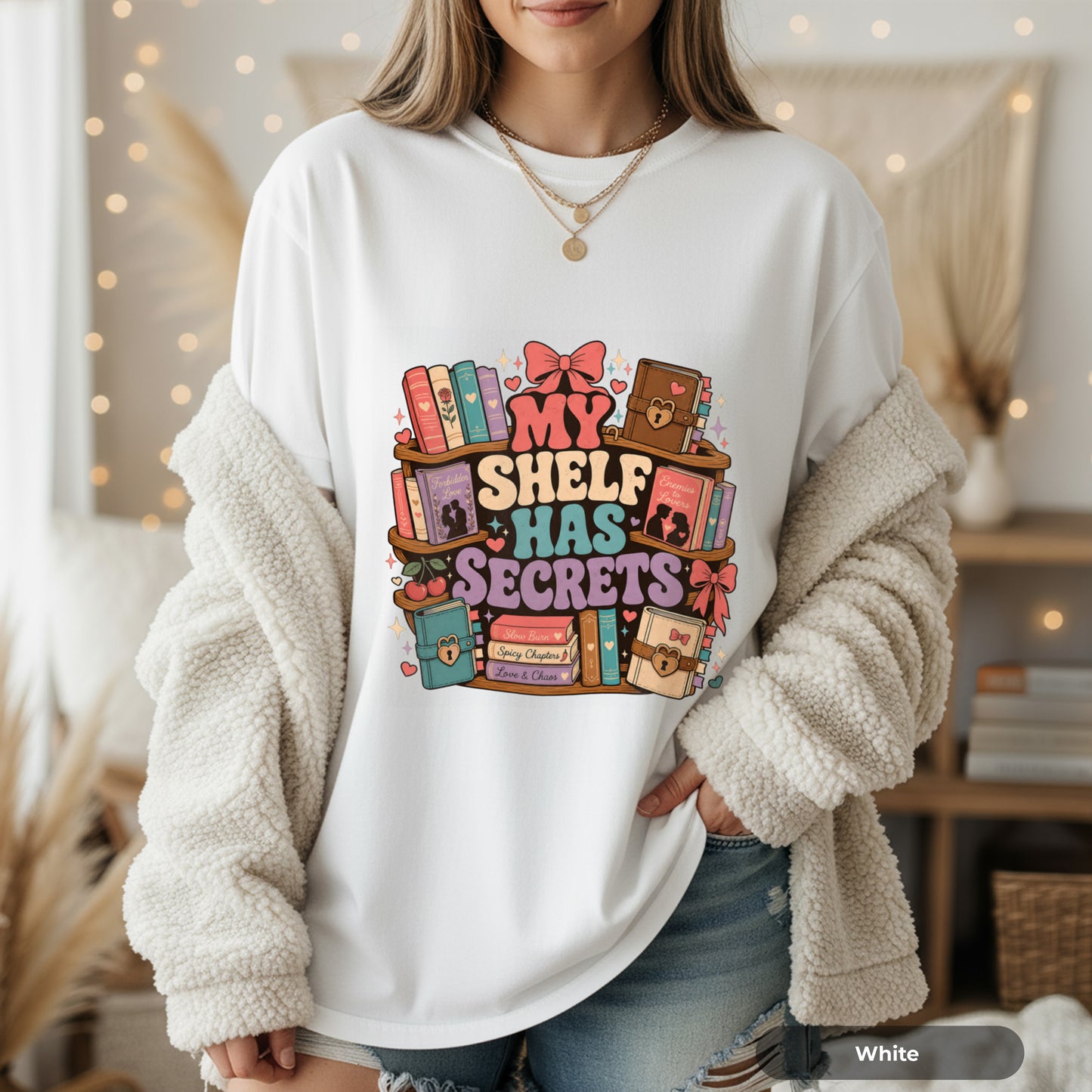 T-Shirt — "My Shelf Has Secrets" Bookish Graphic Tee