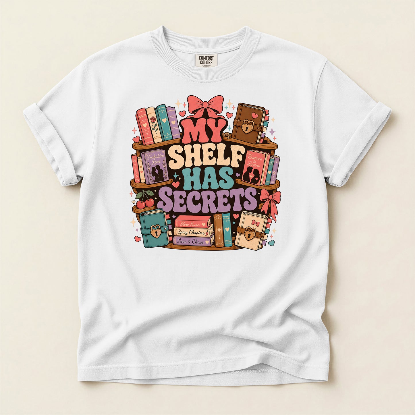 T-Shirt — "My Shelf Has Secrets" Bookish Graphic Tee