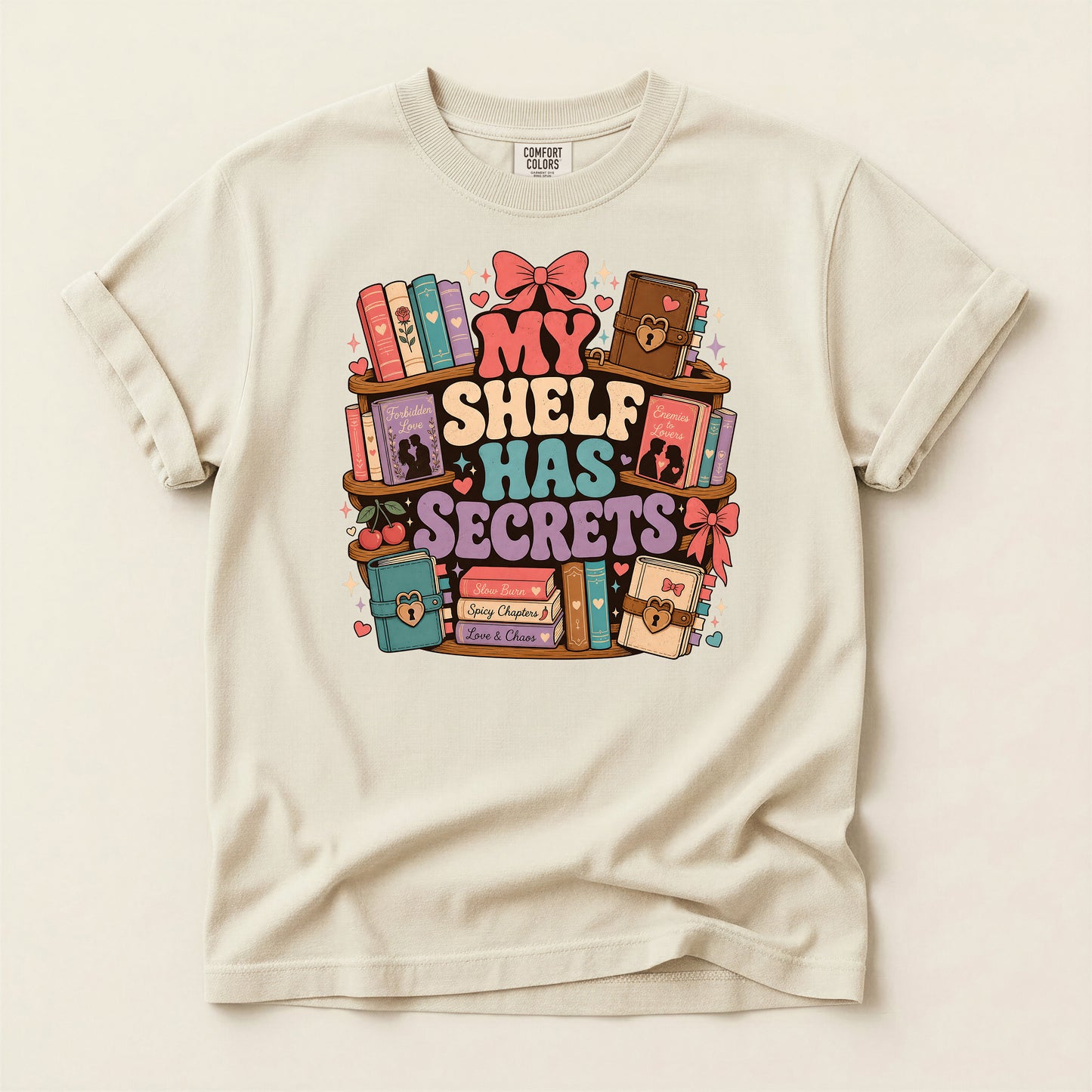 T-Shirt — "My Shelf Has Secrets" Bookish Graphic Tee