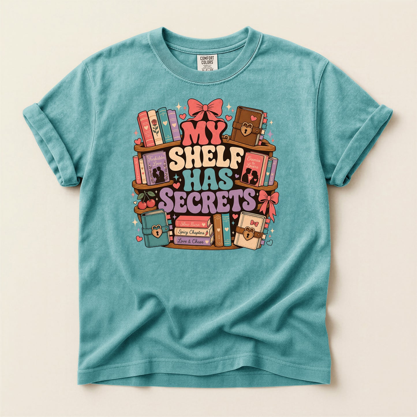 T-Shirt — "My Shelf Has Secrets" Bookish Graphic Tee