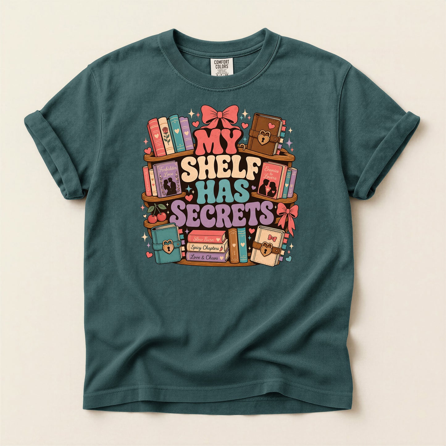 T-Shirt — "My Shelf Has Secrets" Bookish Graphic Tee