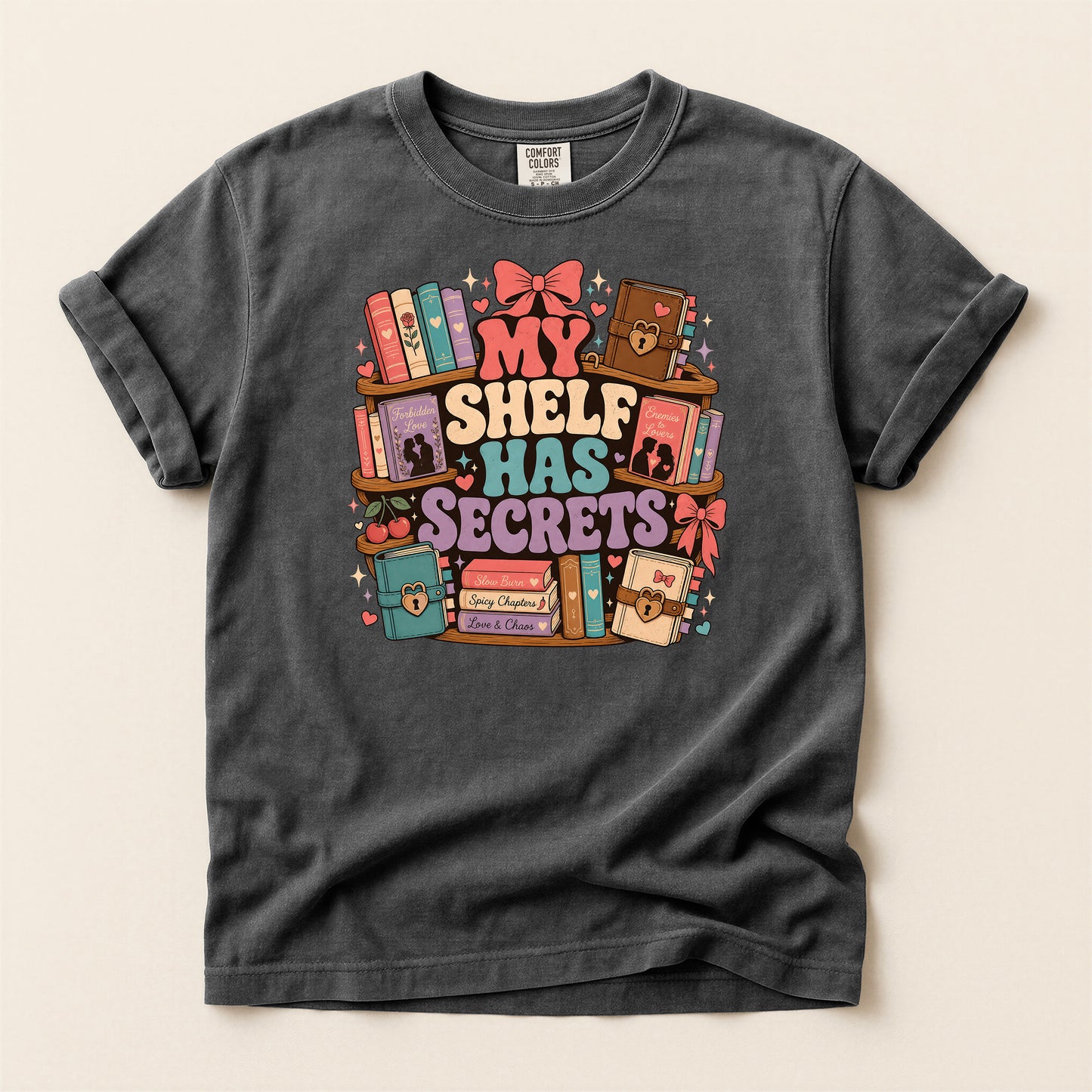 T-Shirt — "My Shelf Has Secrets" Bookish Graphic Tee