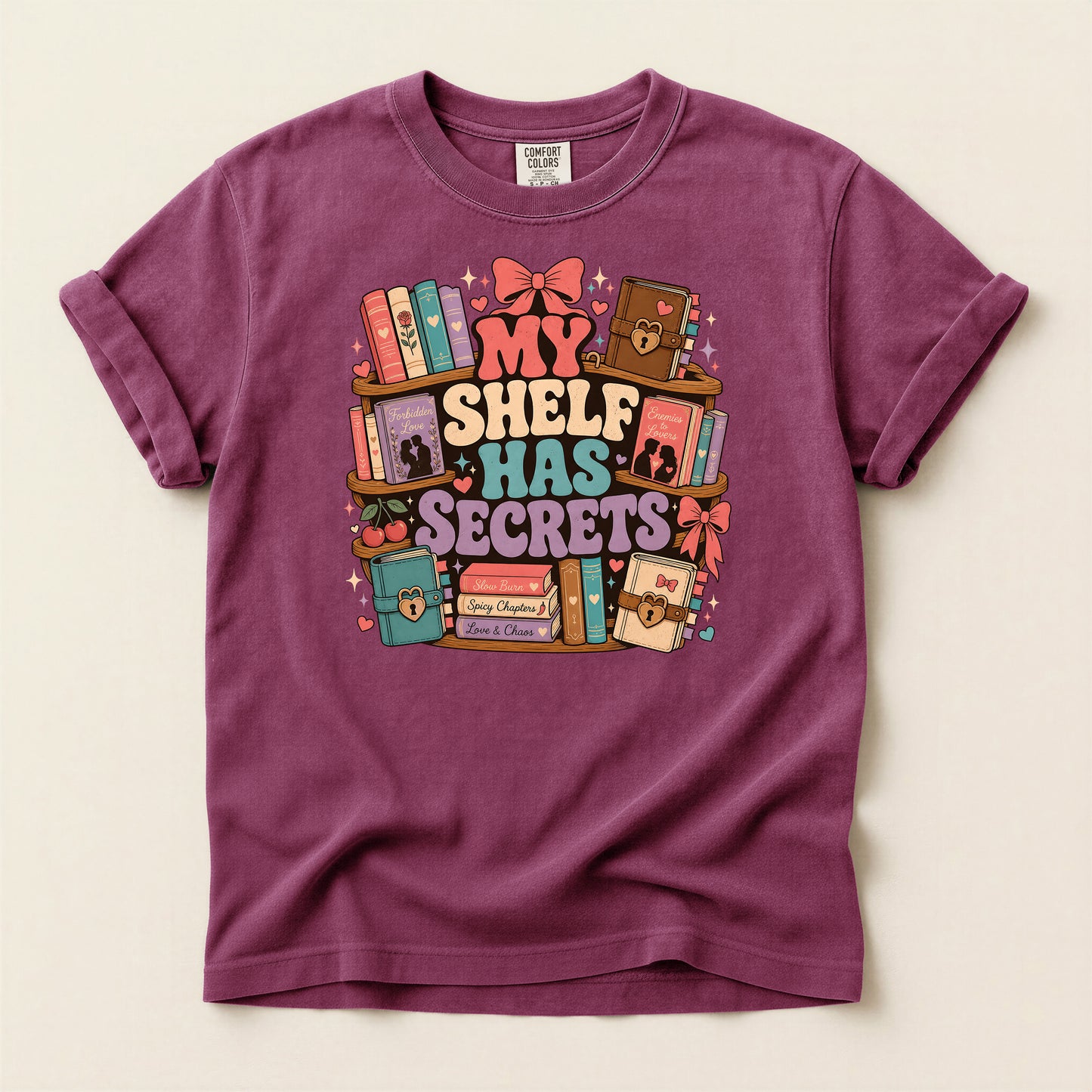 T-Shirt — "My Shelf Has Secrets" Bookish Graphic Tee