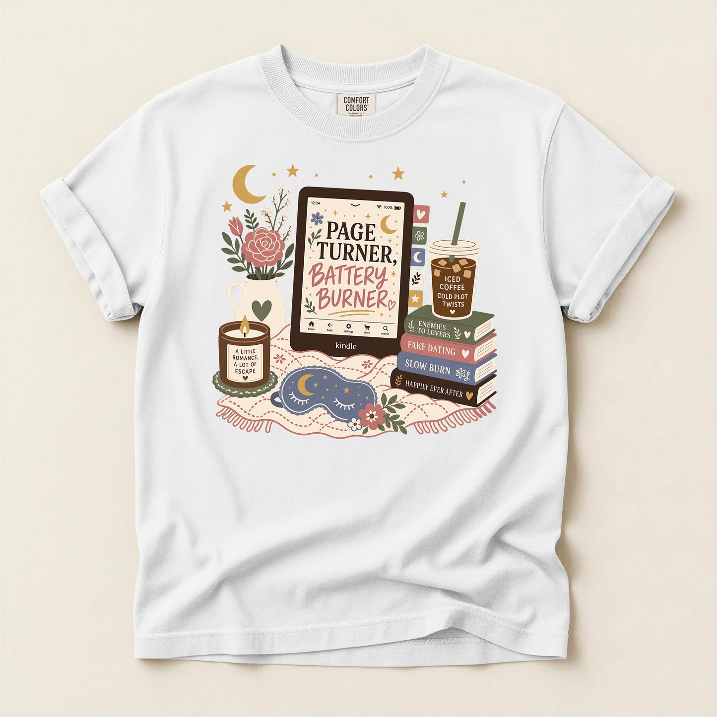 Booklover T‑Shirt — "Page Turner, Battery Burner" Reading Graphic Tee