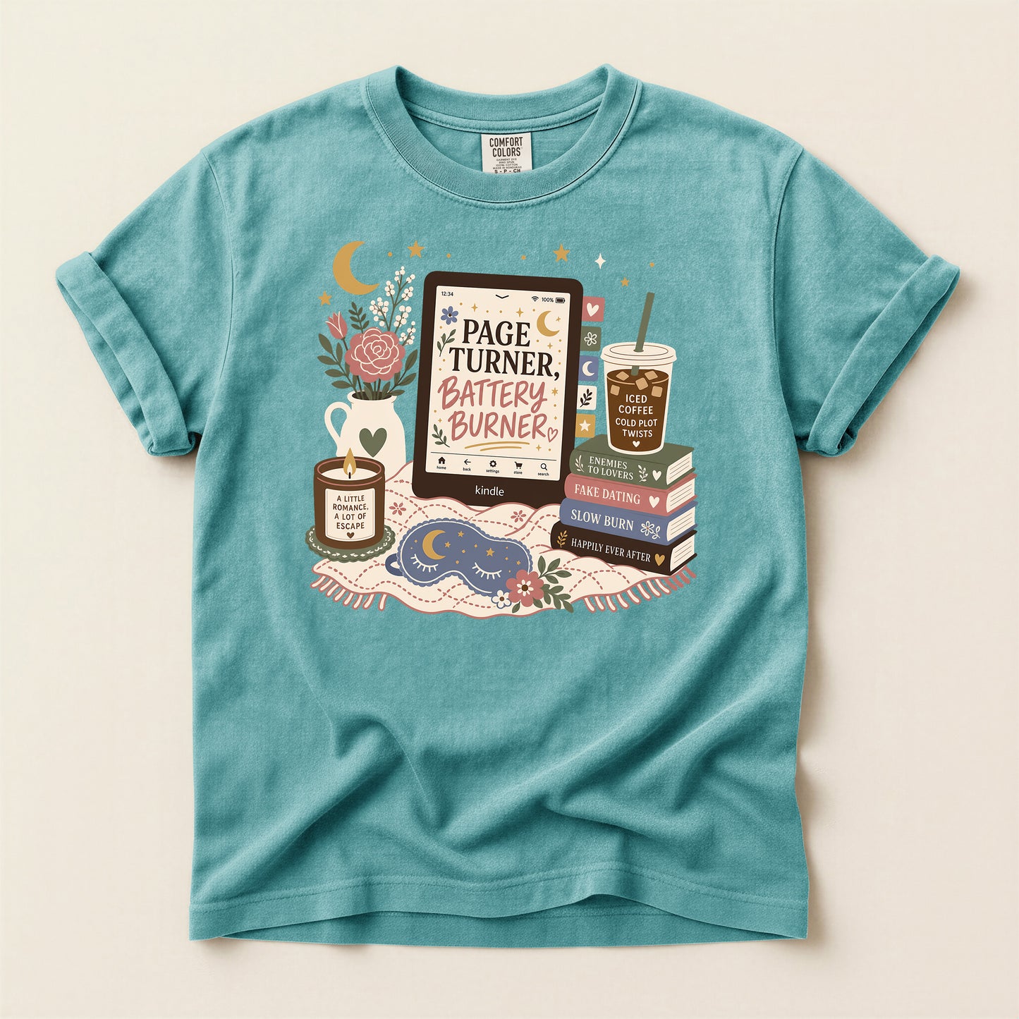Booklover T‑Shirt — "Page Turner, Battery Burner" Reading Graphic Tee