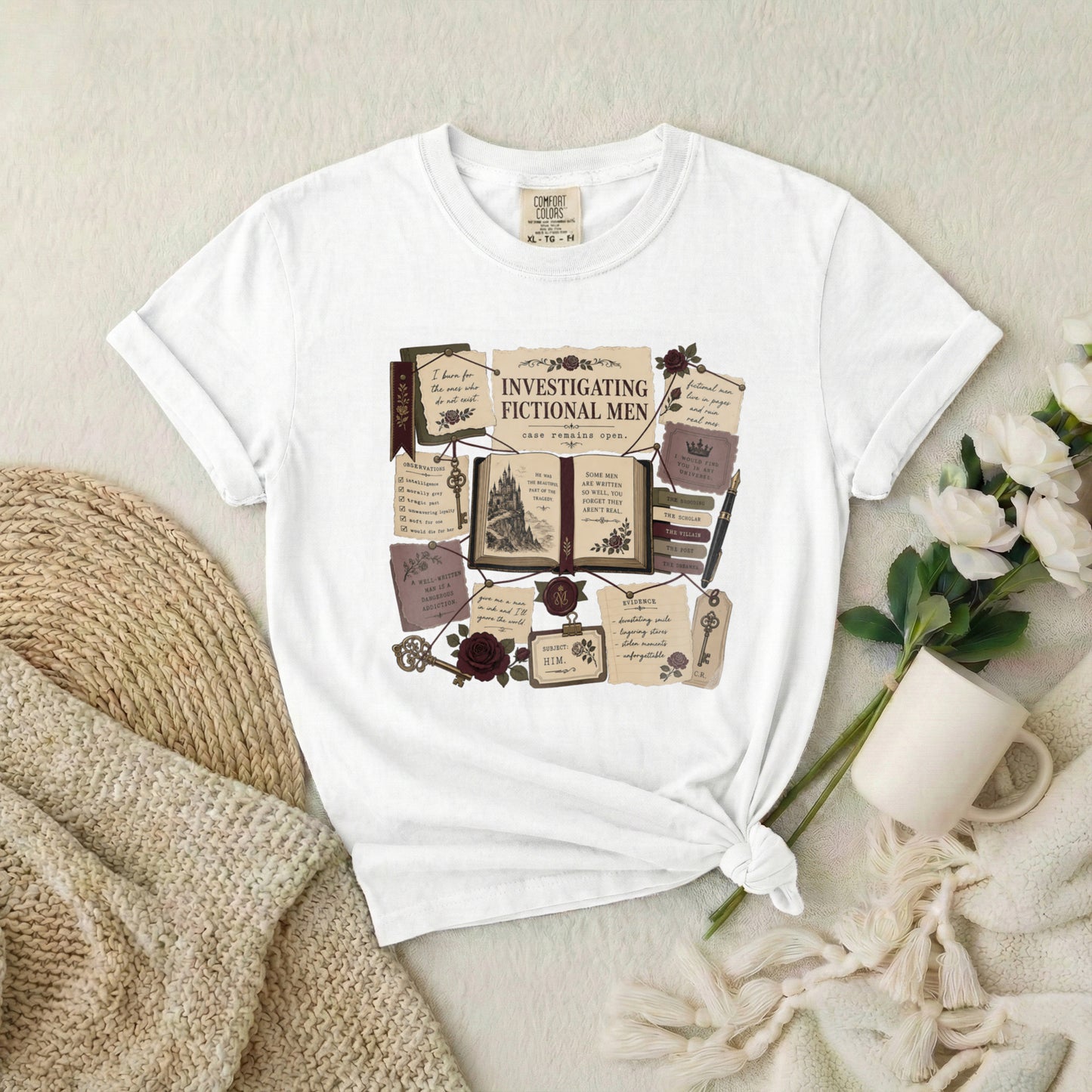 T‑Shirt — Investigating Fictional Men Literary Graphic Tee
