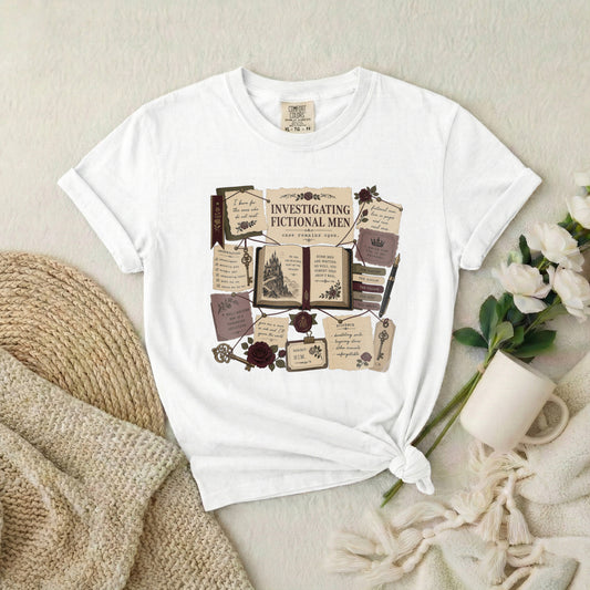 T‑Shirt — Investigating Fictional Men Literary Graphic Tee