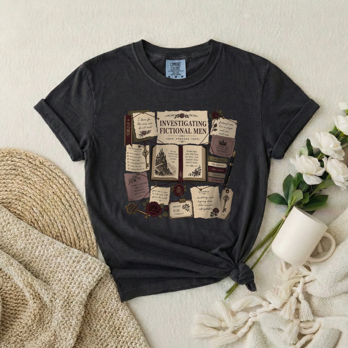 T‑Shirt — Investigating Fictional Men Literary Graphic Tee