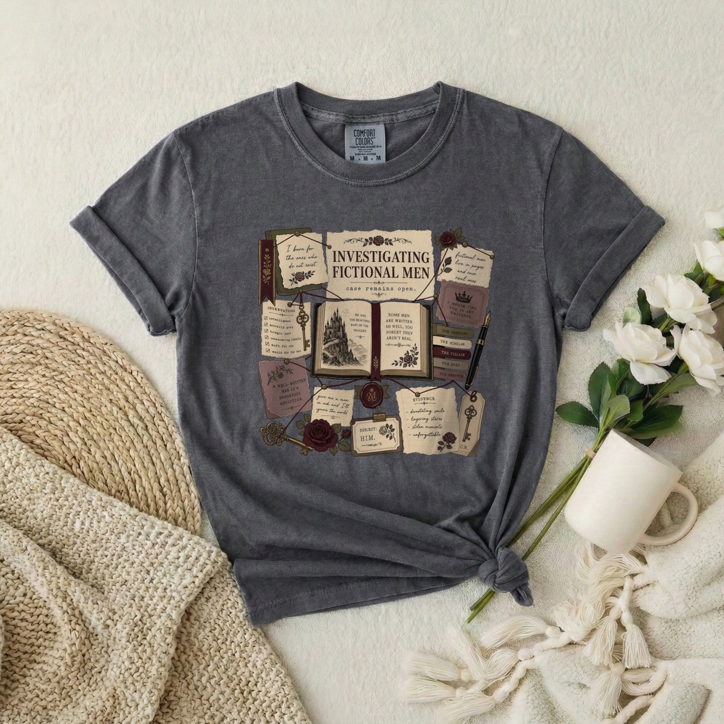 T‑Shirt — Investigating Fictional Men Literary Graphic Tee