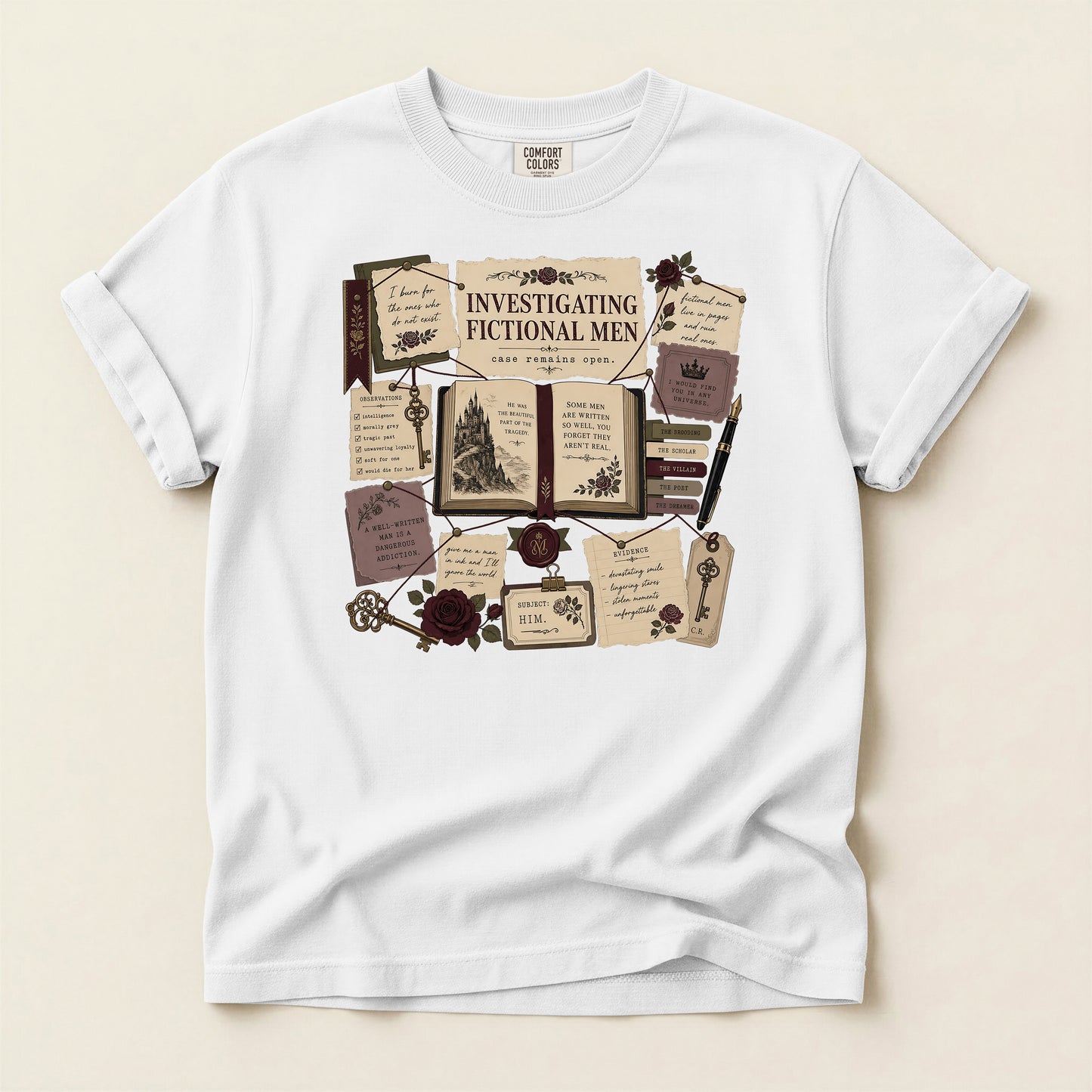 T‑Shirt — Investigating Fictional Men Literary Graphic Tee