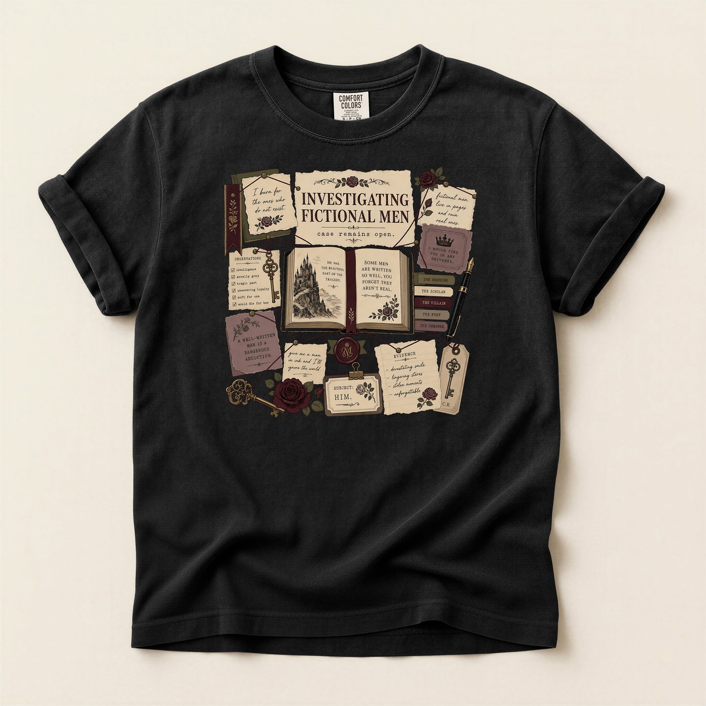 T‑Shirt — Investigating Fictional Men Literary Graphic Tee