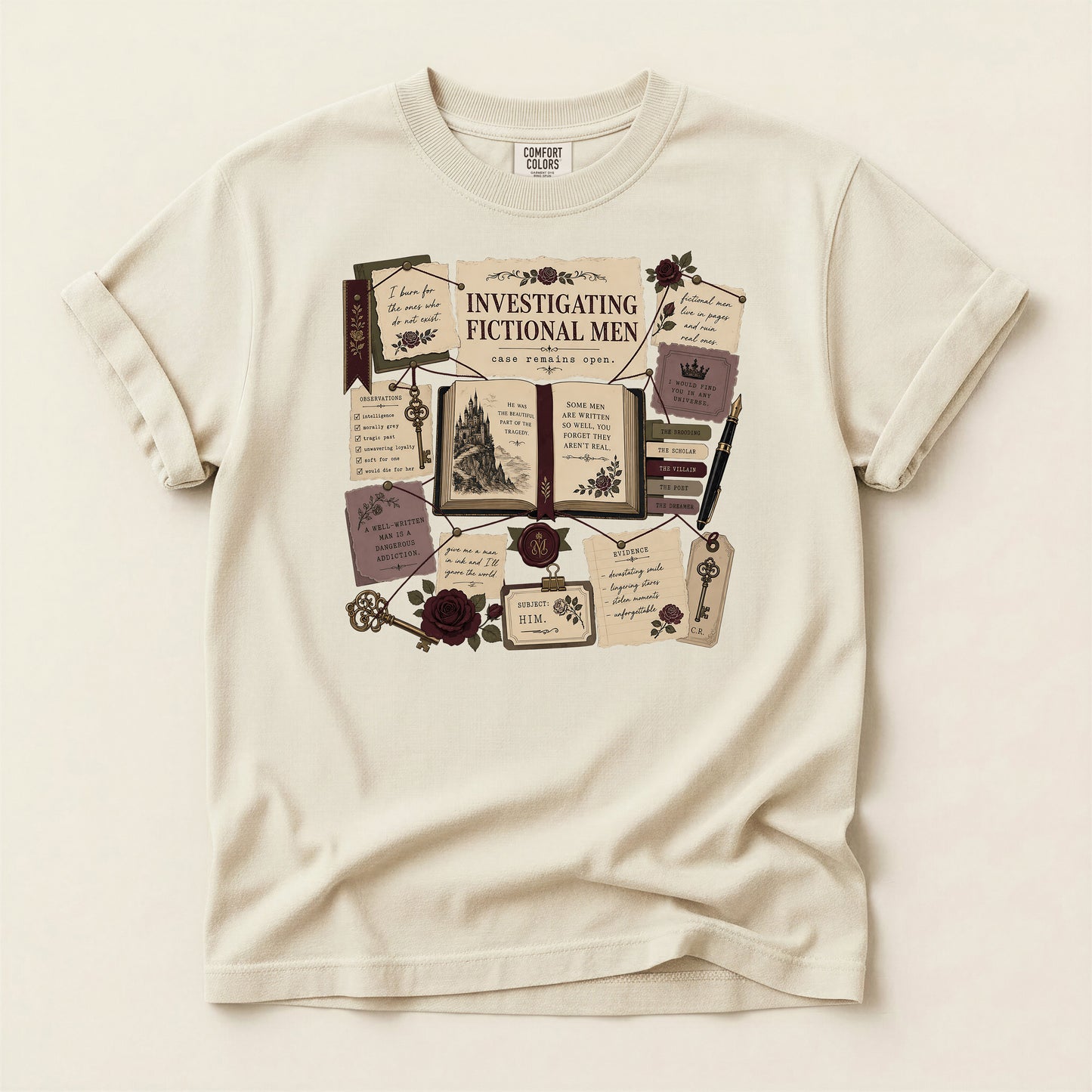 T‑Shirt — Investigating Fictional Men Literary Graphic Tee