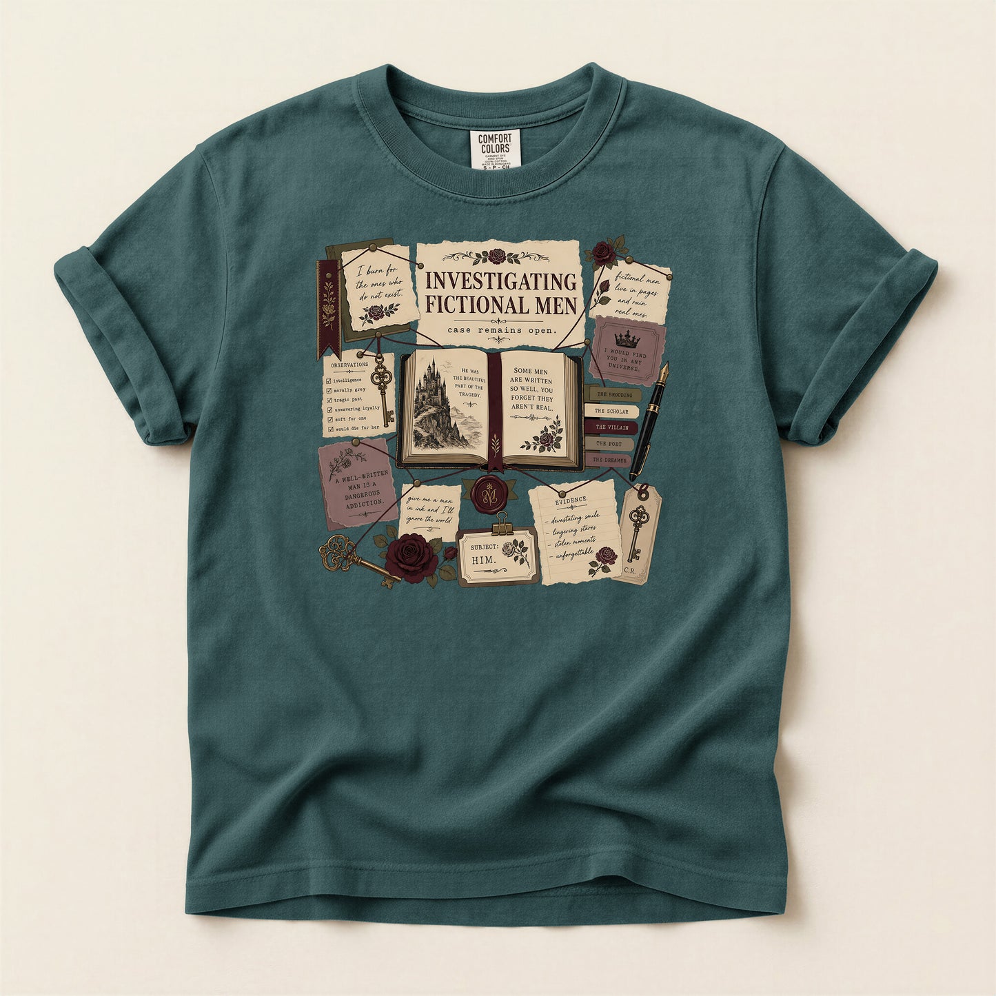 T‑Shirt — Investigating Fictional Men Literary Graphic Tee