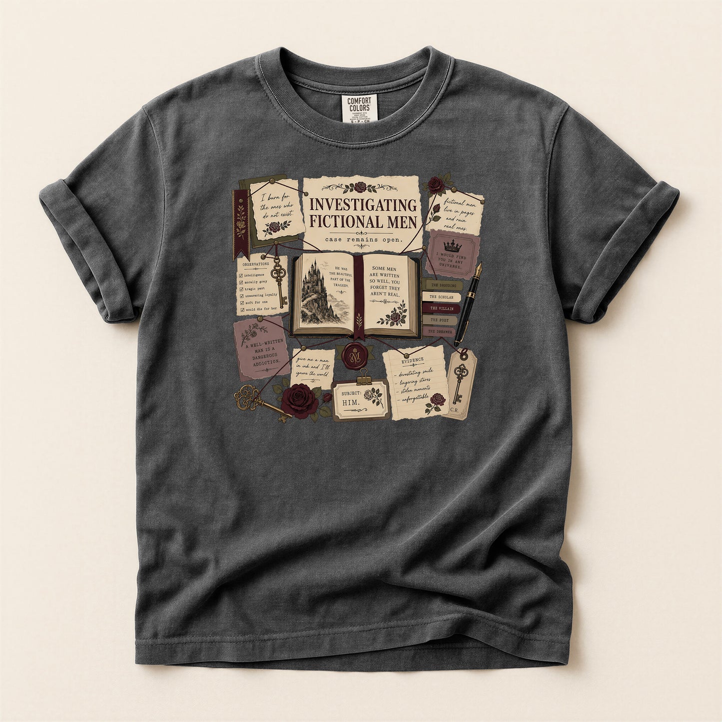 T‑Shirt — Investigating Fictional Men Literary Graphic Tee