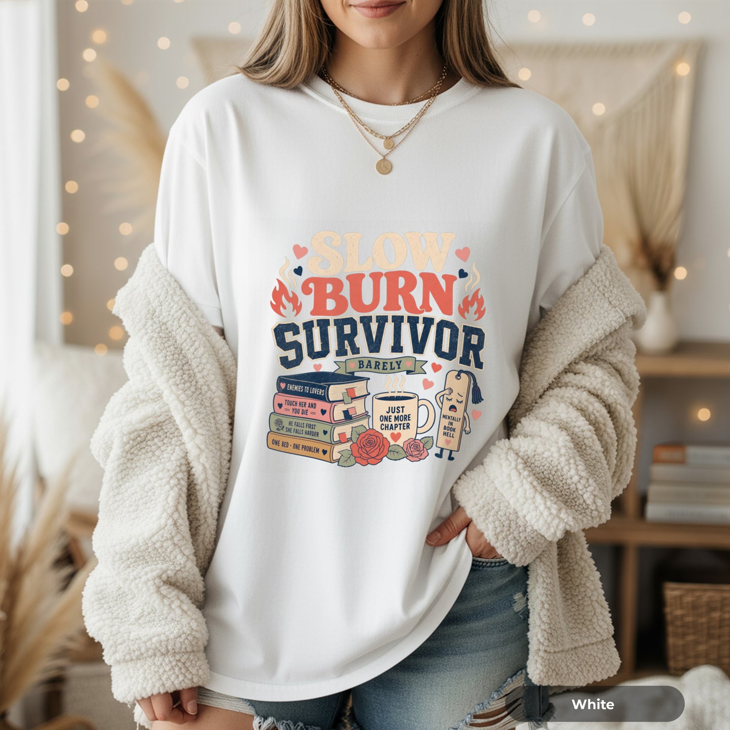 Slow Burn Survivor T-Shirt — Book Lover Reading Recovery Tee