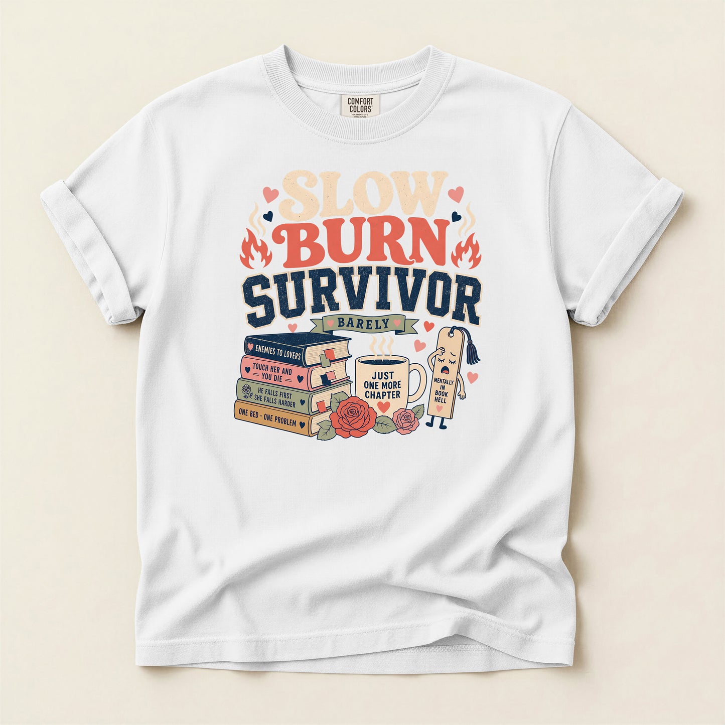 Slow Burn Survivor T-Shirt — Book Lover Reading Recovery Tee