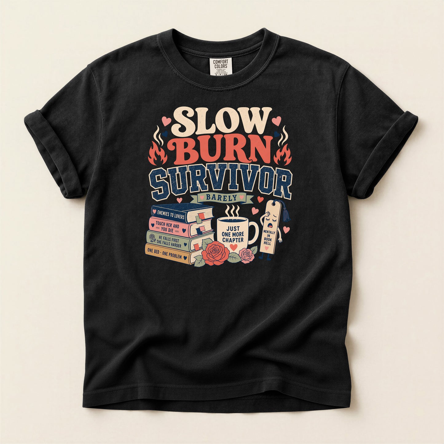 Slow Burn Survivor T-Shirt — Book Lover Reading Recovery Tee