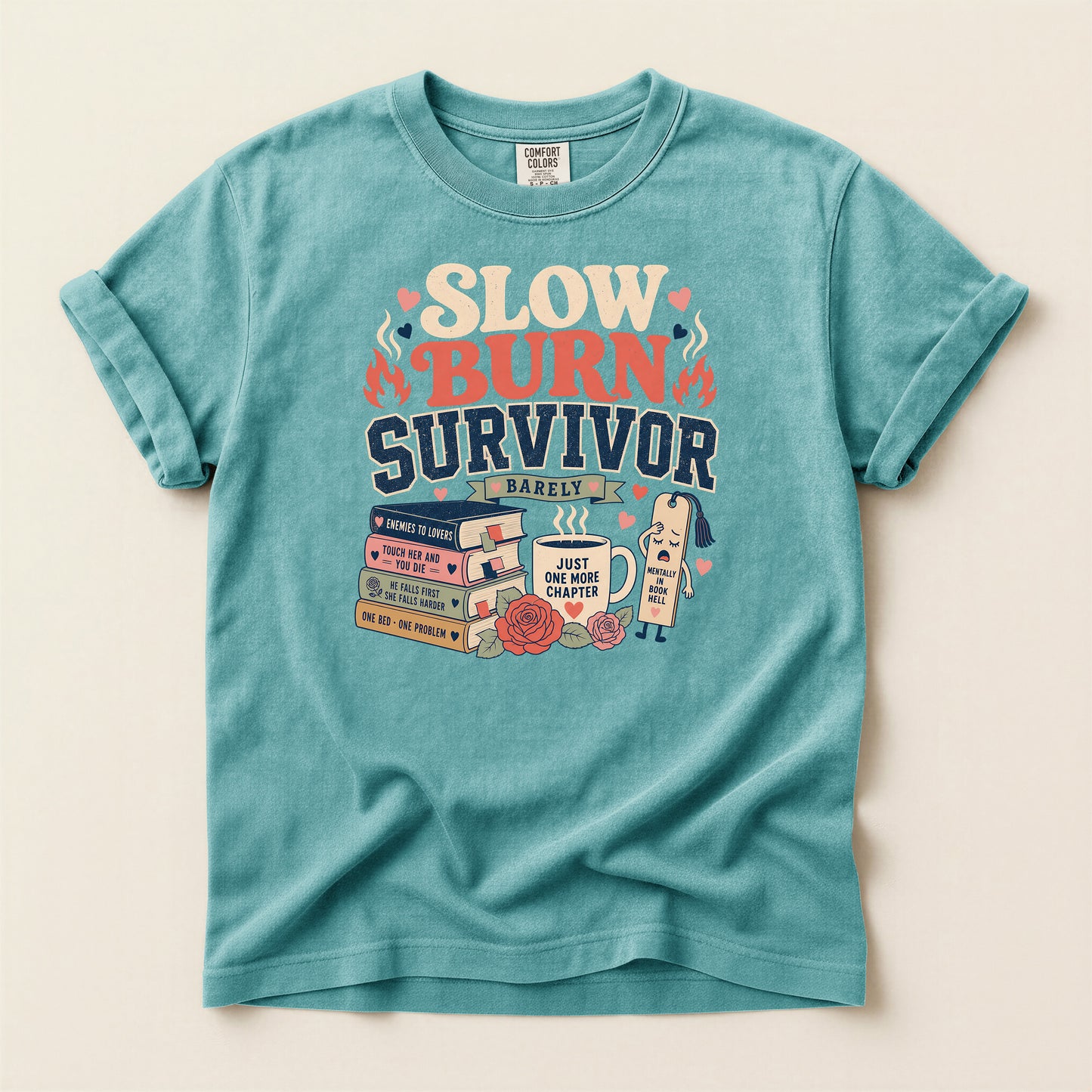 Slow Burn Survivor T-Shirt — Book Lover Reading Recovery Tee