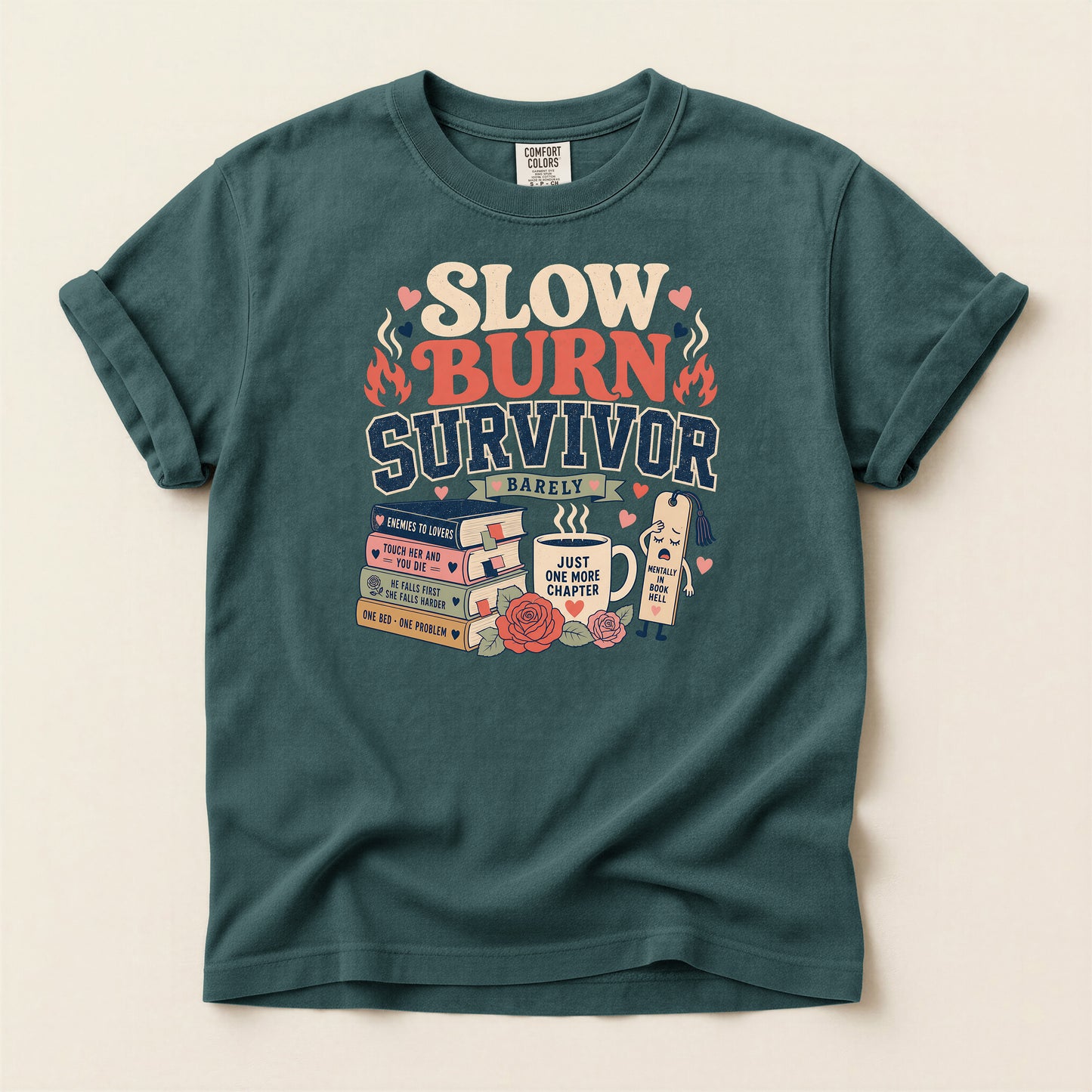 Slow Burn Survivor T-Shirt — Book Lover Reading Recovery Tee