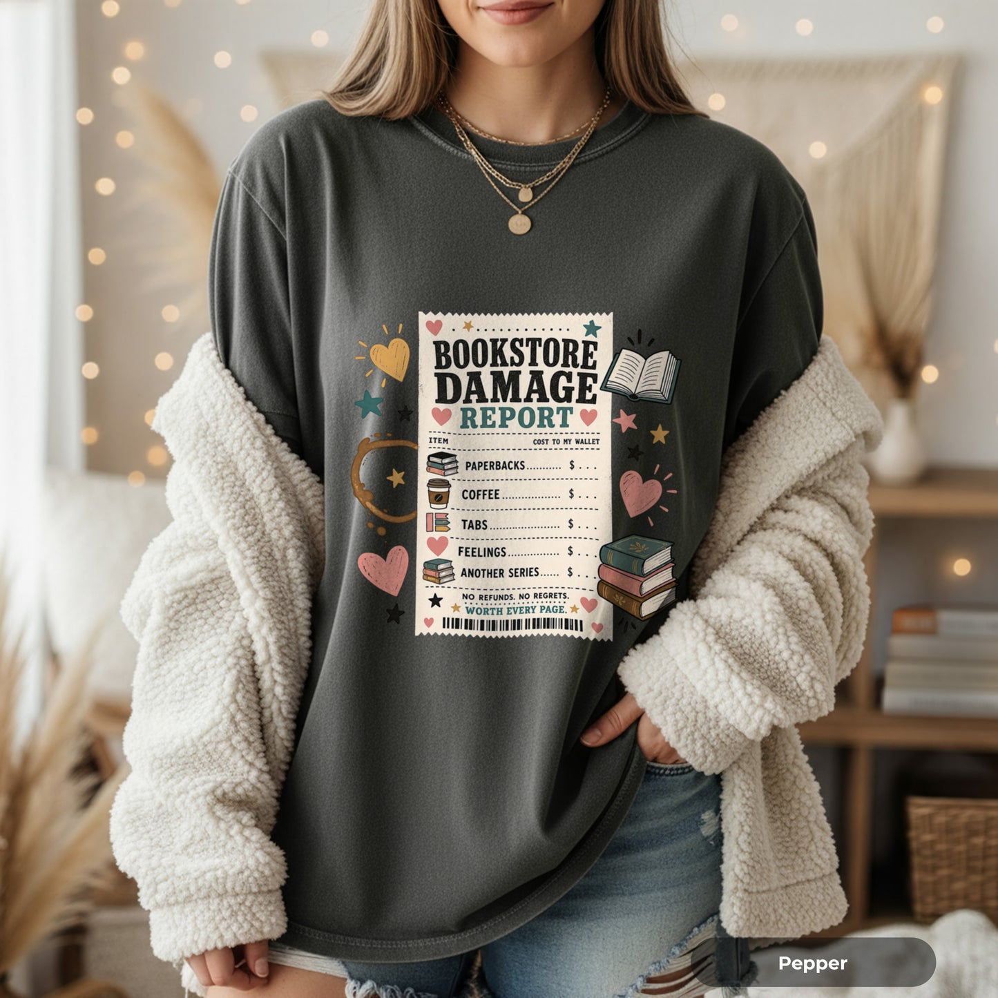 Bookstore Damage Report T-Shirt — Funny Reading Lover Tee