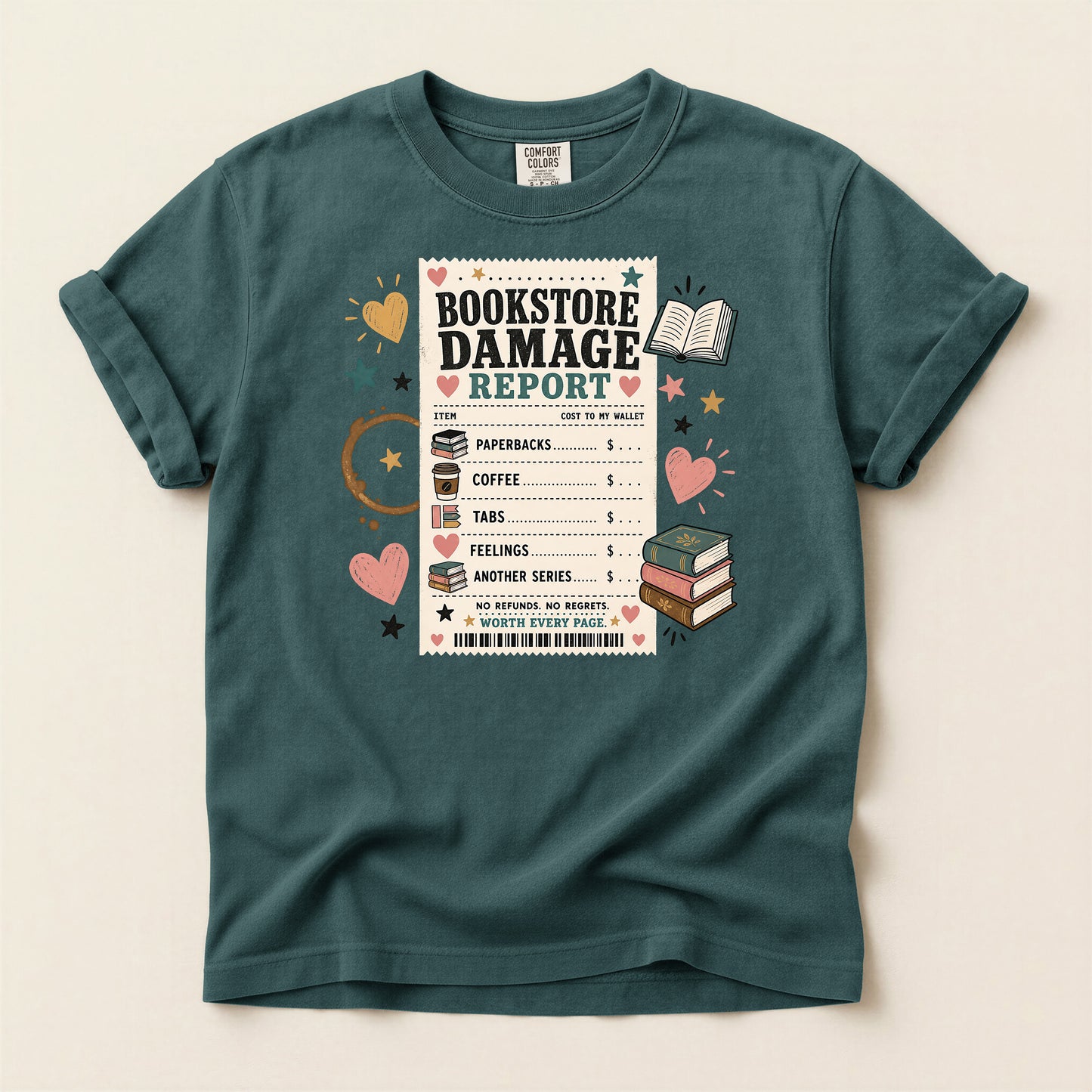 Bookstore Damage Report T-Shirt — Funny Reading Lover Tee